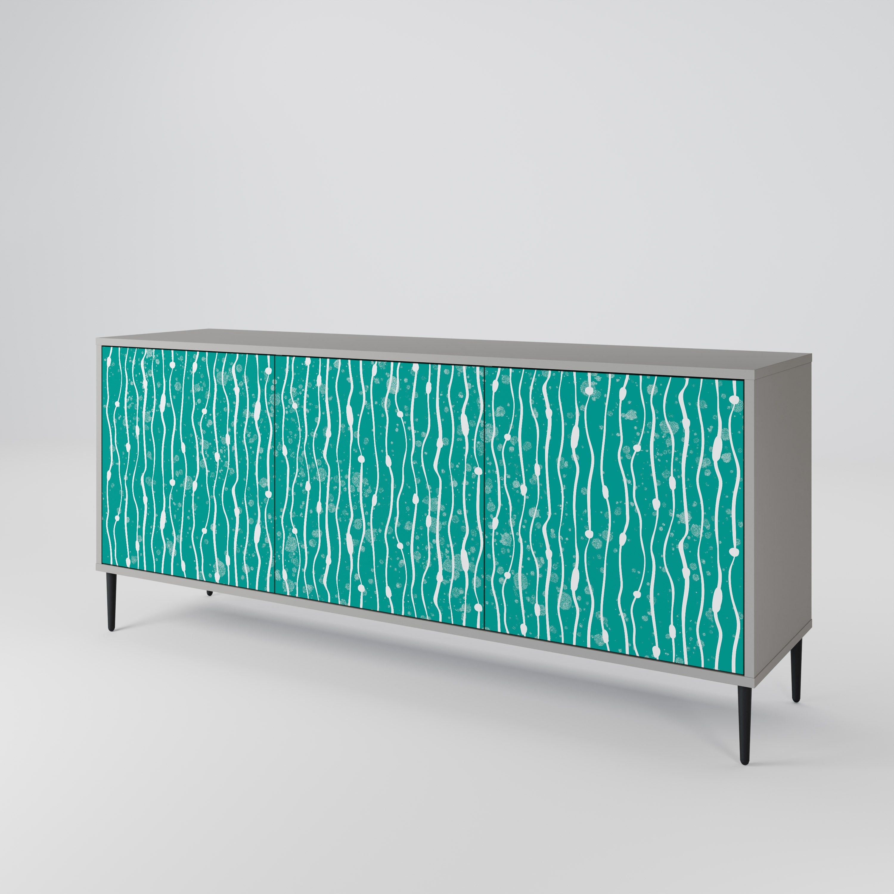 Buffet 3 portes TURQUOISE RAIN en finition grise