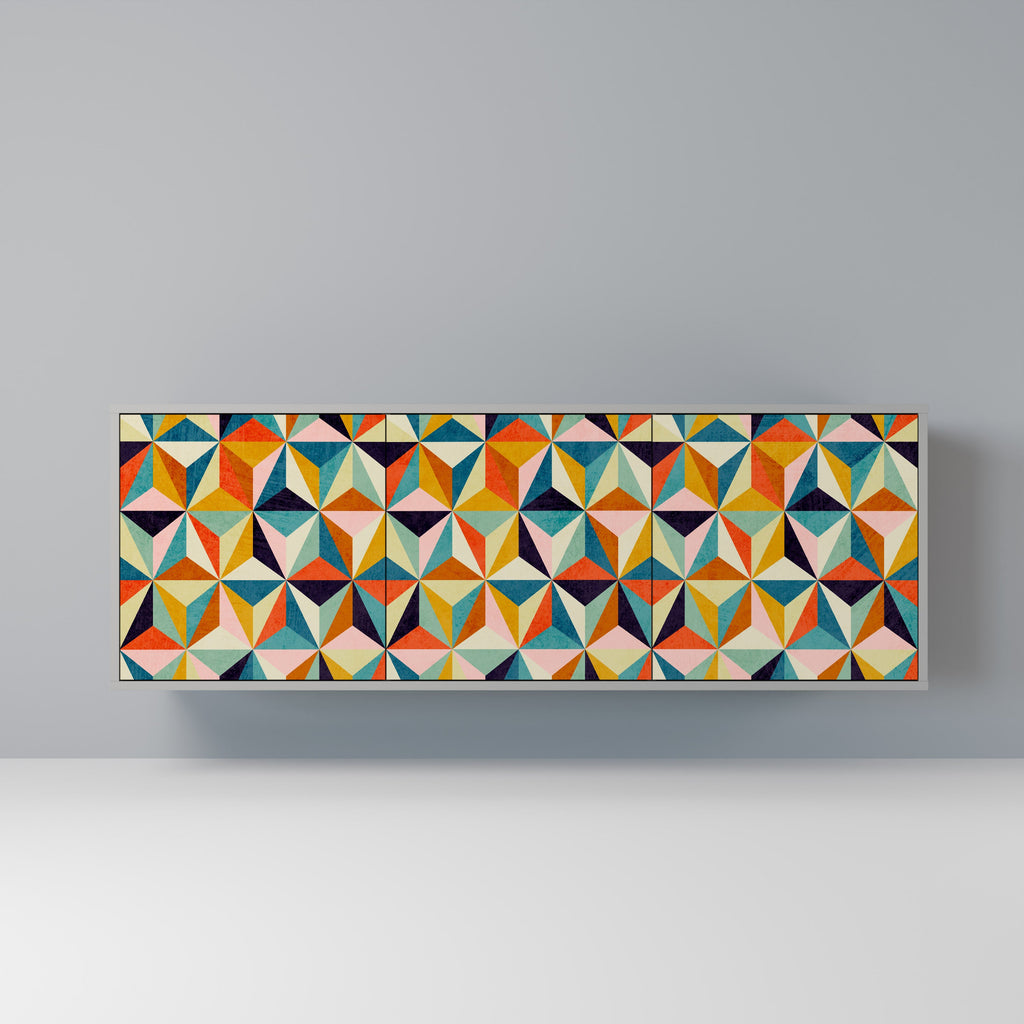 Buffet 3 portes TESSELATE TREASURES finition grise