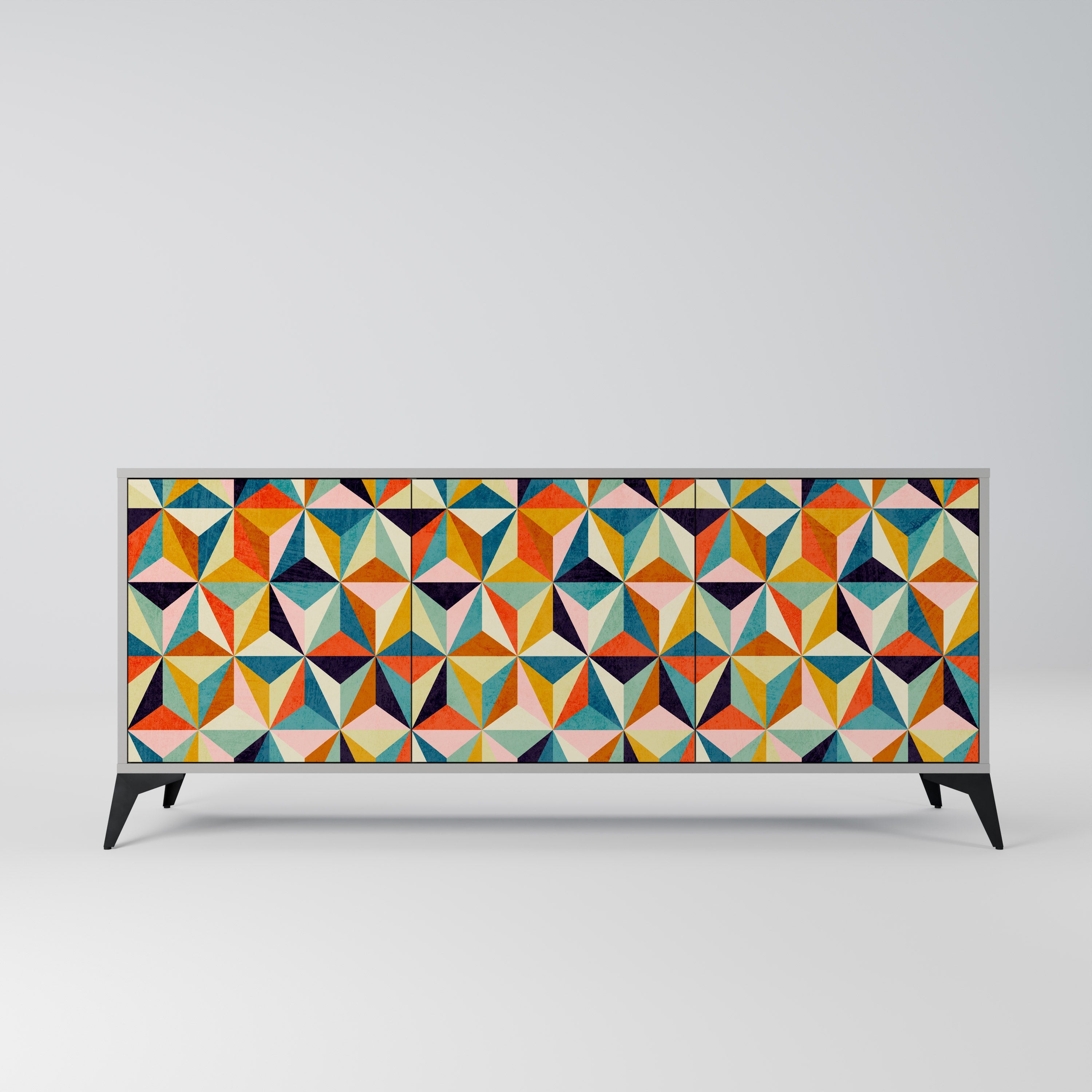 Buffet 3 portes TESSELATE TREASURES finition grise