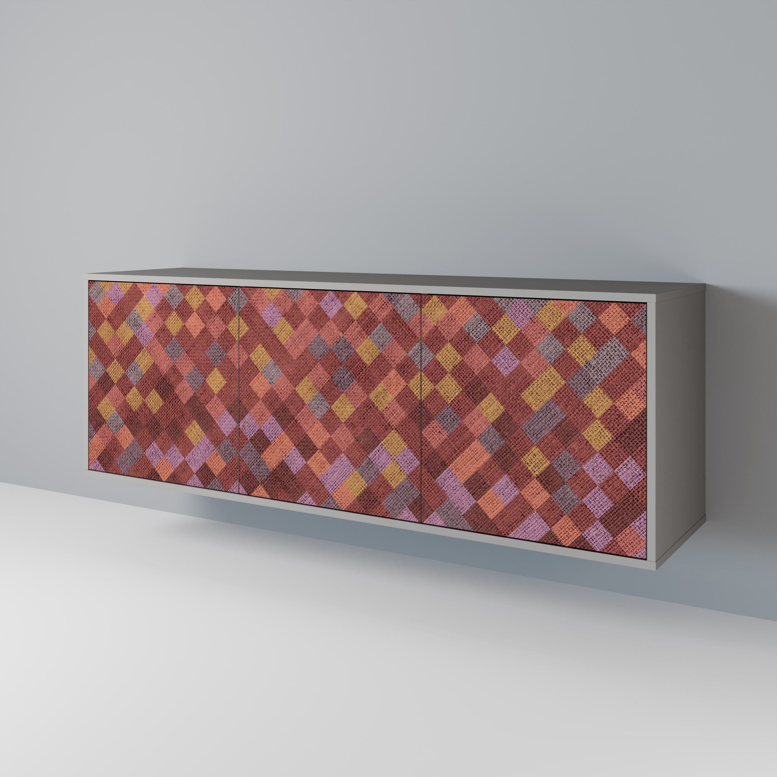 Buffet 3 portes PAINTED SQUARES en finition grise