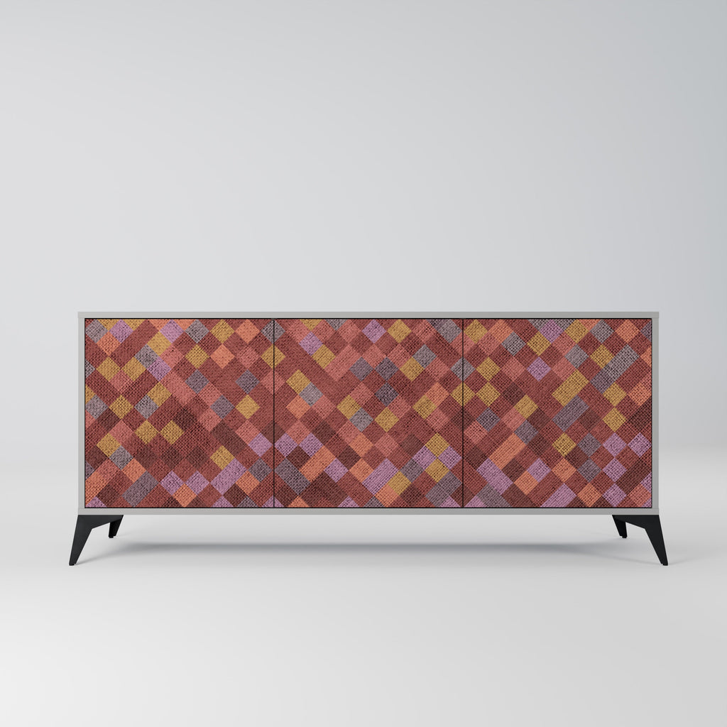 Buffet 3 portes PAINTED SQUARES en finition grise