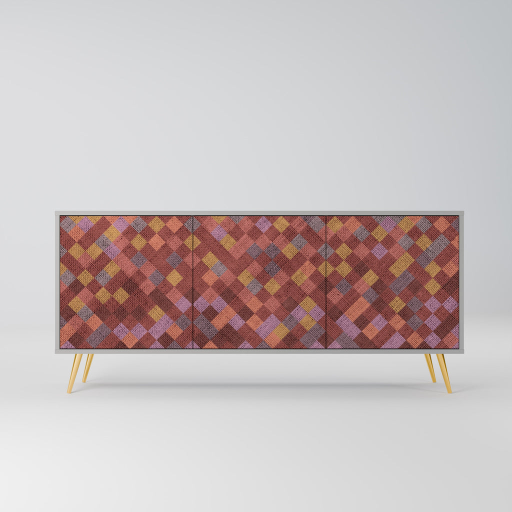 Buffet 3 portes PAINTED SQUARES en finition grise