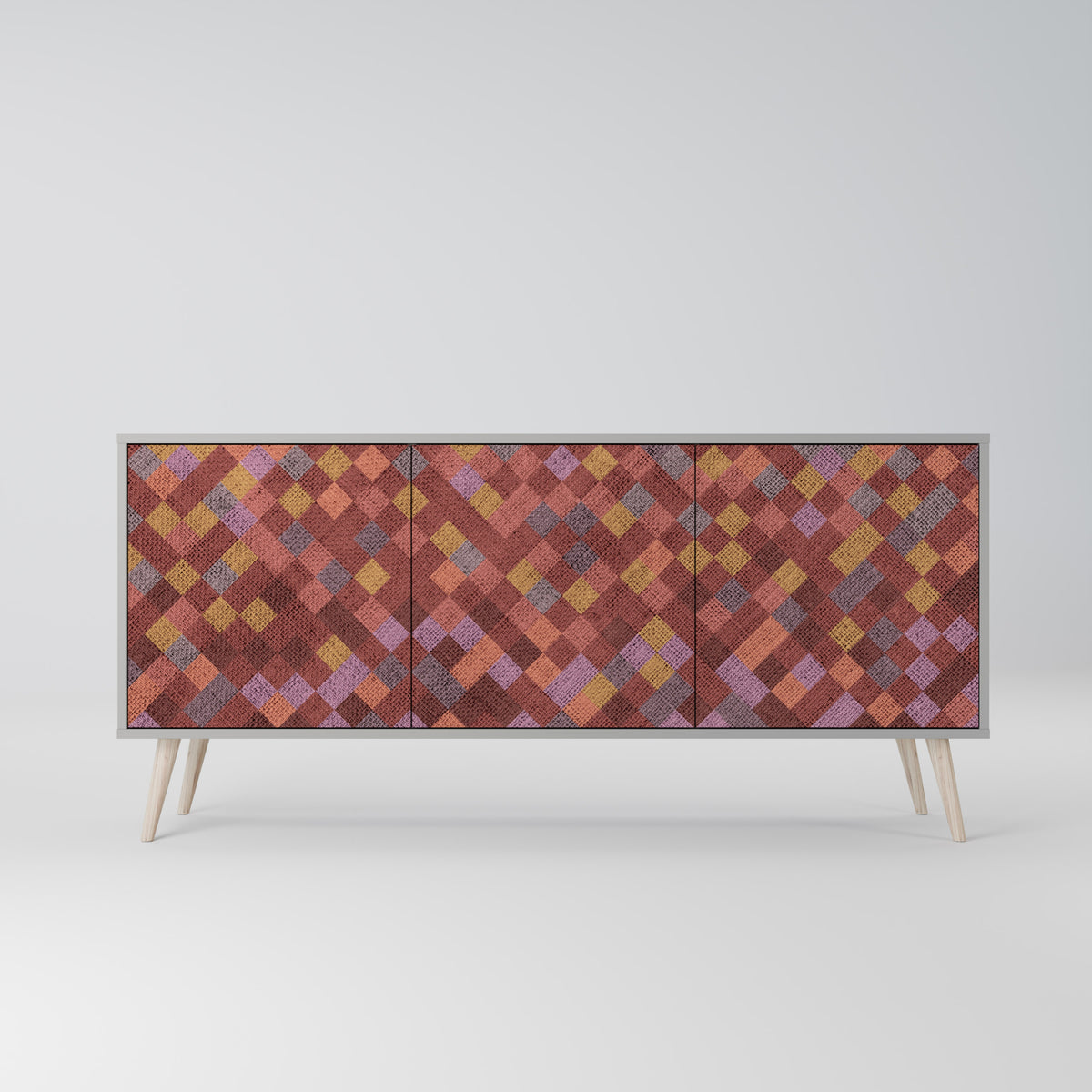 PAINTED SQUARES 3-Door Sideboard