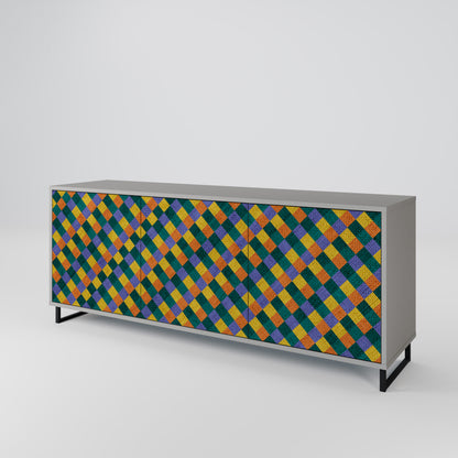PAINTED SQUARES MIX 3-Door Sideboard