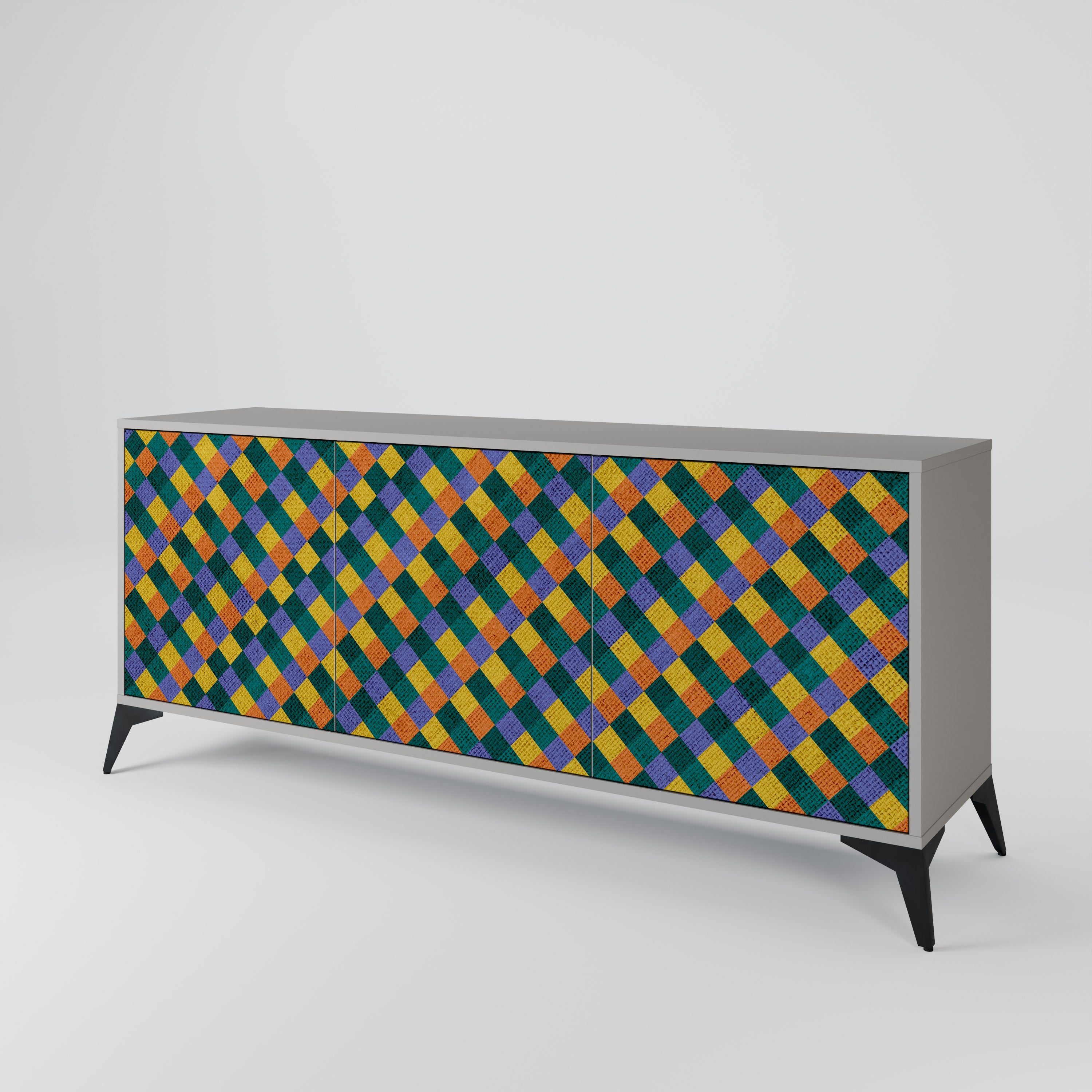 PAINTED SQUARES MIX 3-Door Sideboard