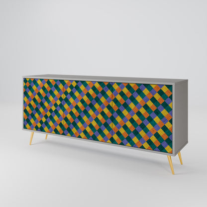 PAINTED SQUARES MIX 3-Door Sideboard