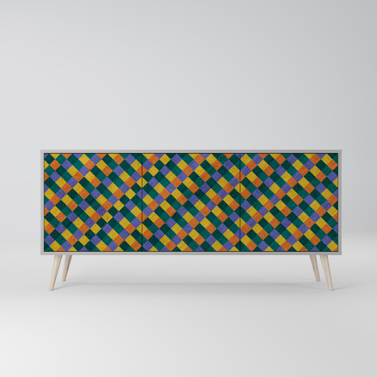 PAINTED SQUARES MIX 3-Door Sideboard