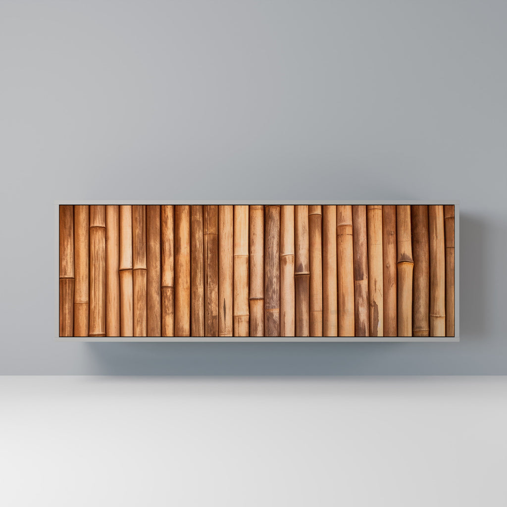 Buffet 3 portes en bois naturel finition grise