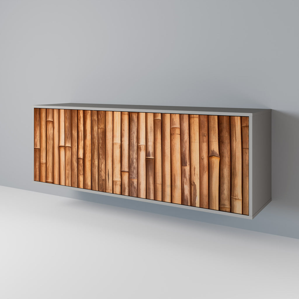 Buffet 3 portes en bois naturel finition grise