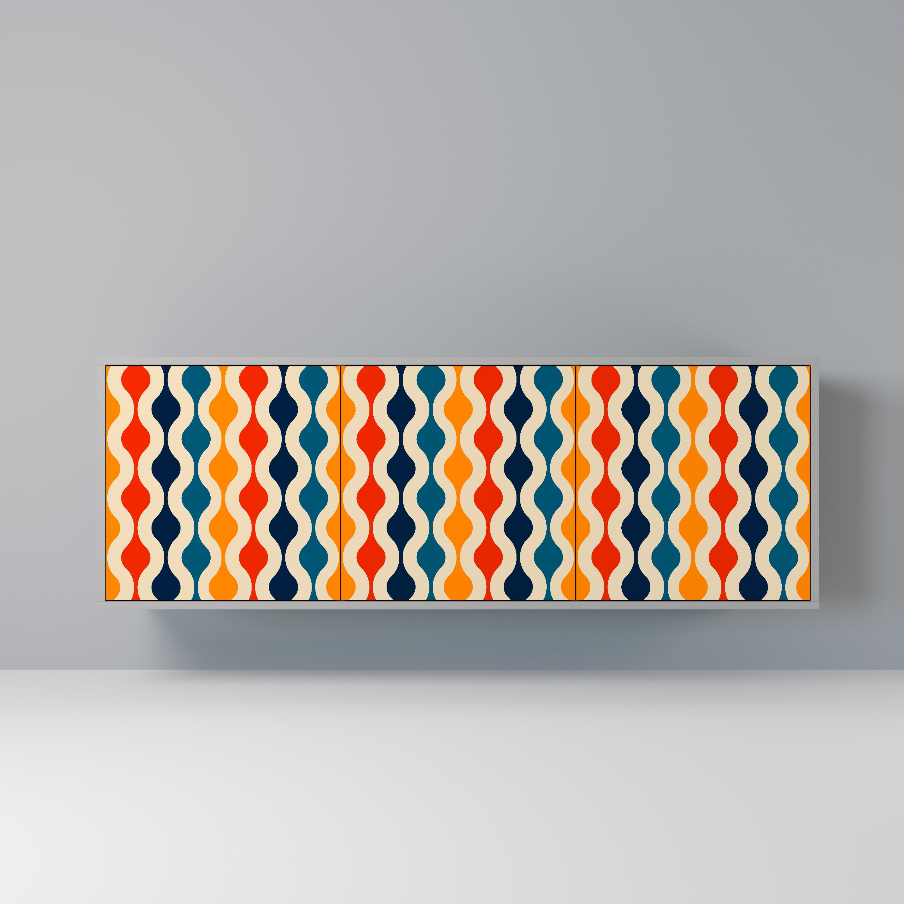 Buffet 3 portes COLORFUL NOSTALGIE en finition grise