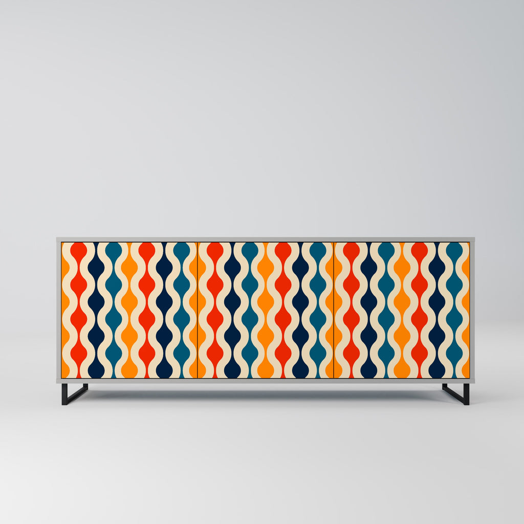 Buffet 3 portes COLORFUL NOSTALGIE en finition grise