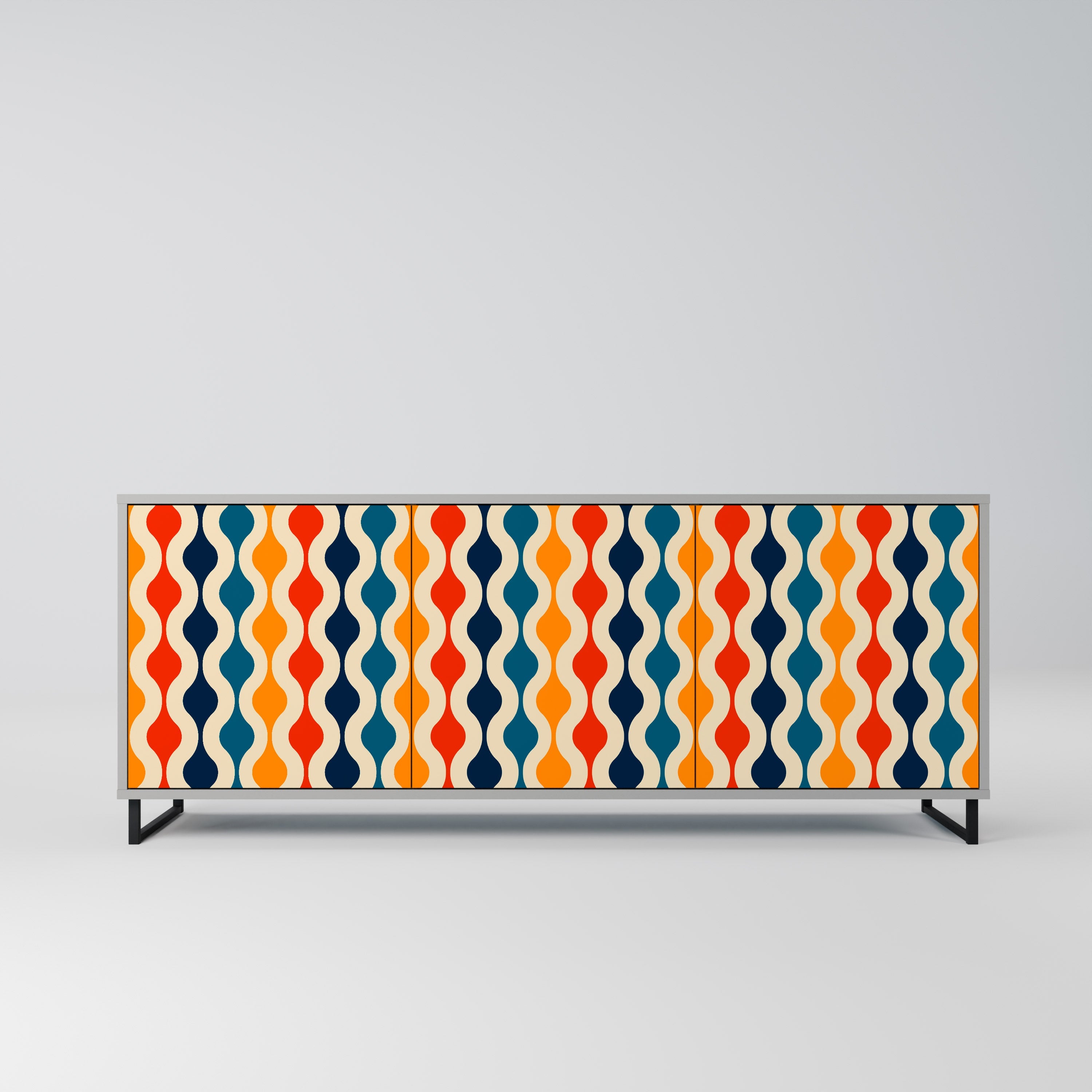 Buffet 3 portes COLORFUL NOSTALGIE en finition grise