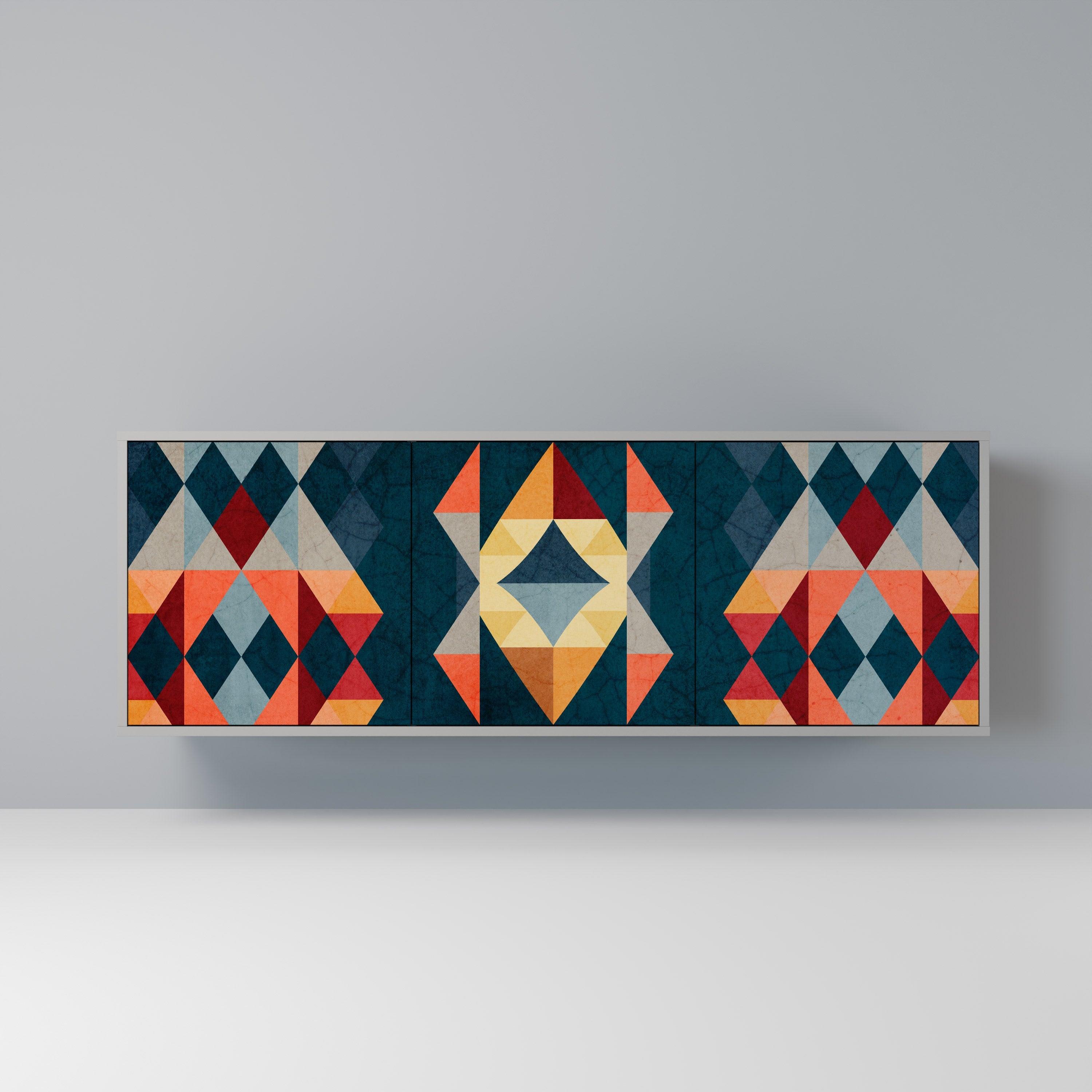 Buffet 3 portes CRACKED ILLUSION finition grise