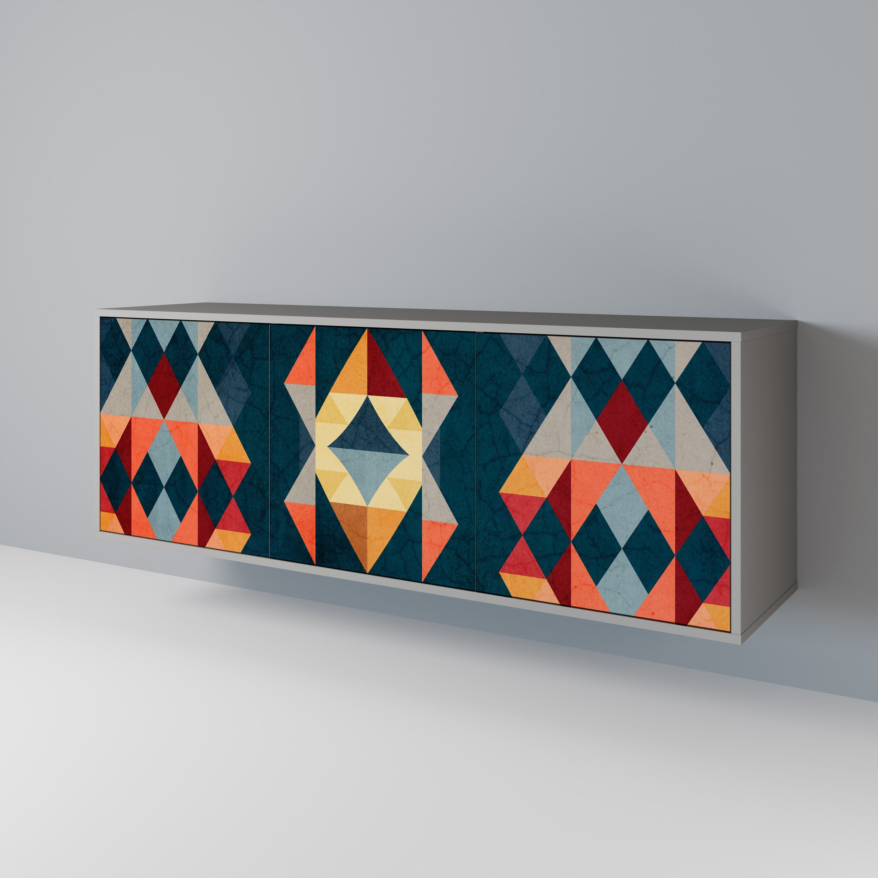 Buffet 3 portes CRACKED ILLUSION finition grise