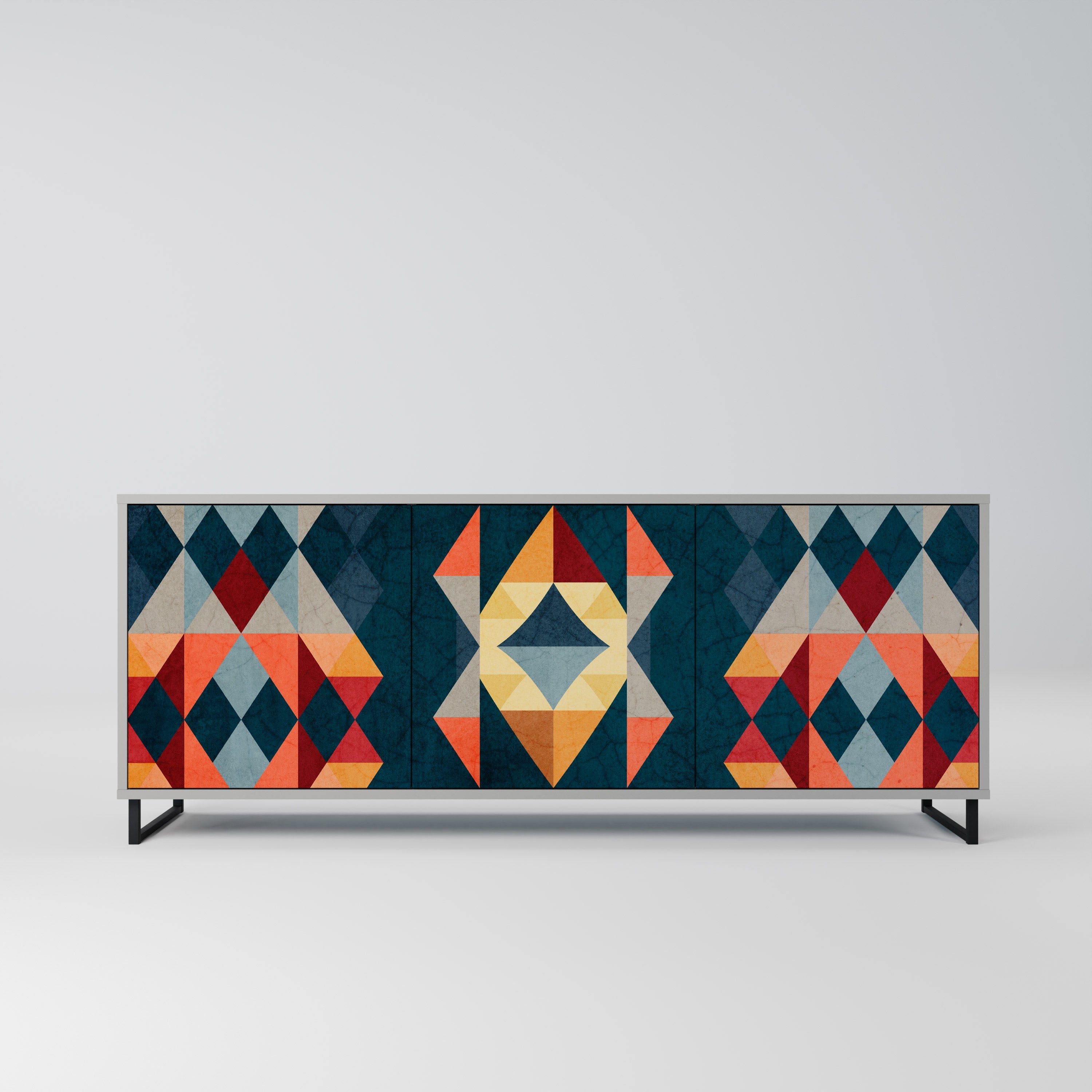 Buffet 3 portes CRACKED ILLUSION finition grise