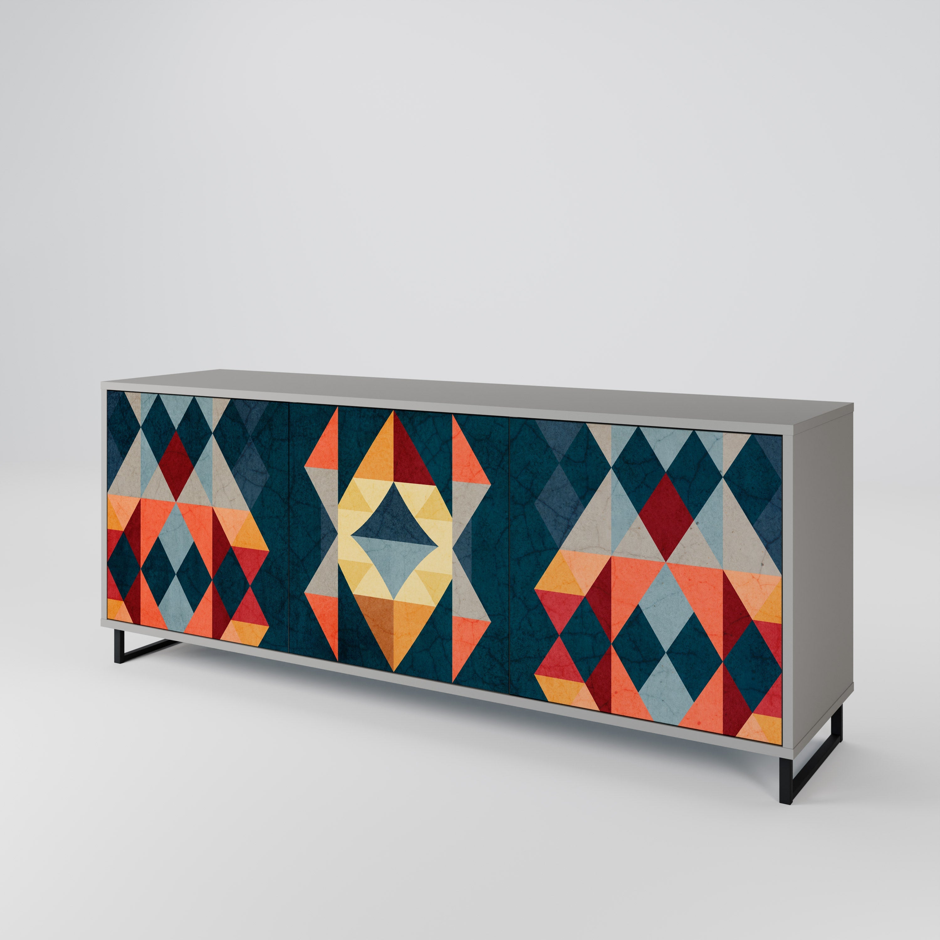 Buffet 3 portes CRACKED ILLUSION finition grise