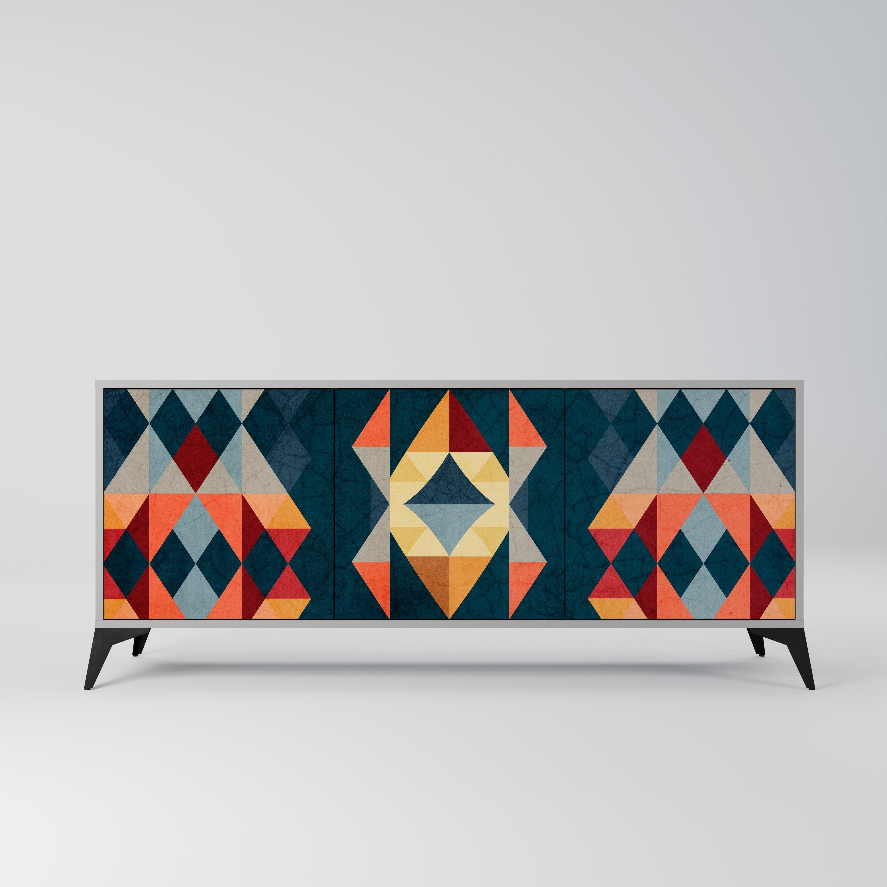 Buffet 3 portes CRACKED ILLUSION finition grise