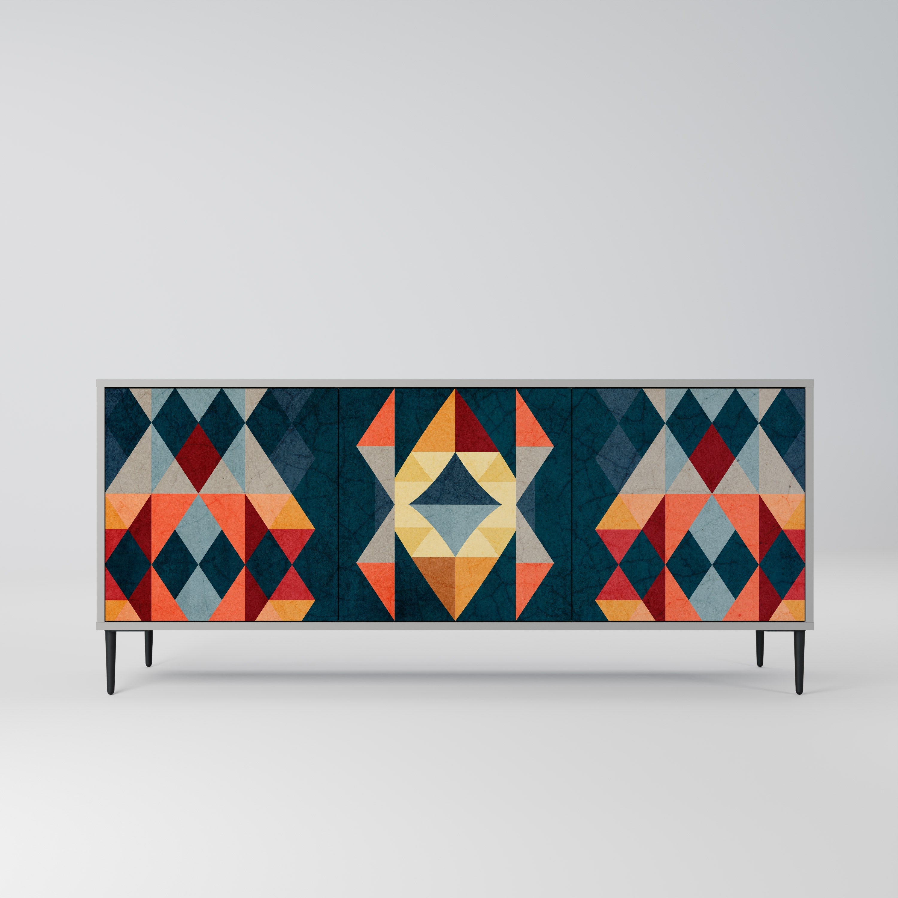 Buffet 3 portes CRACKED ILLUSION finition grise