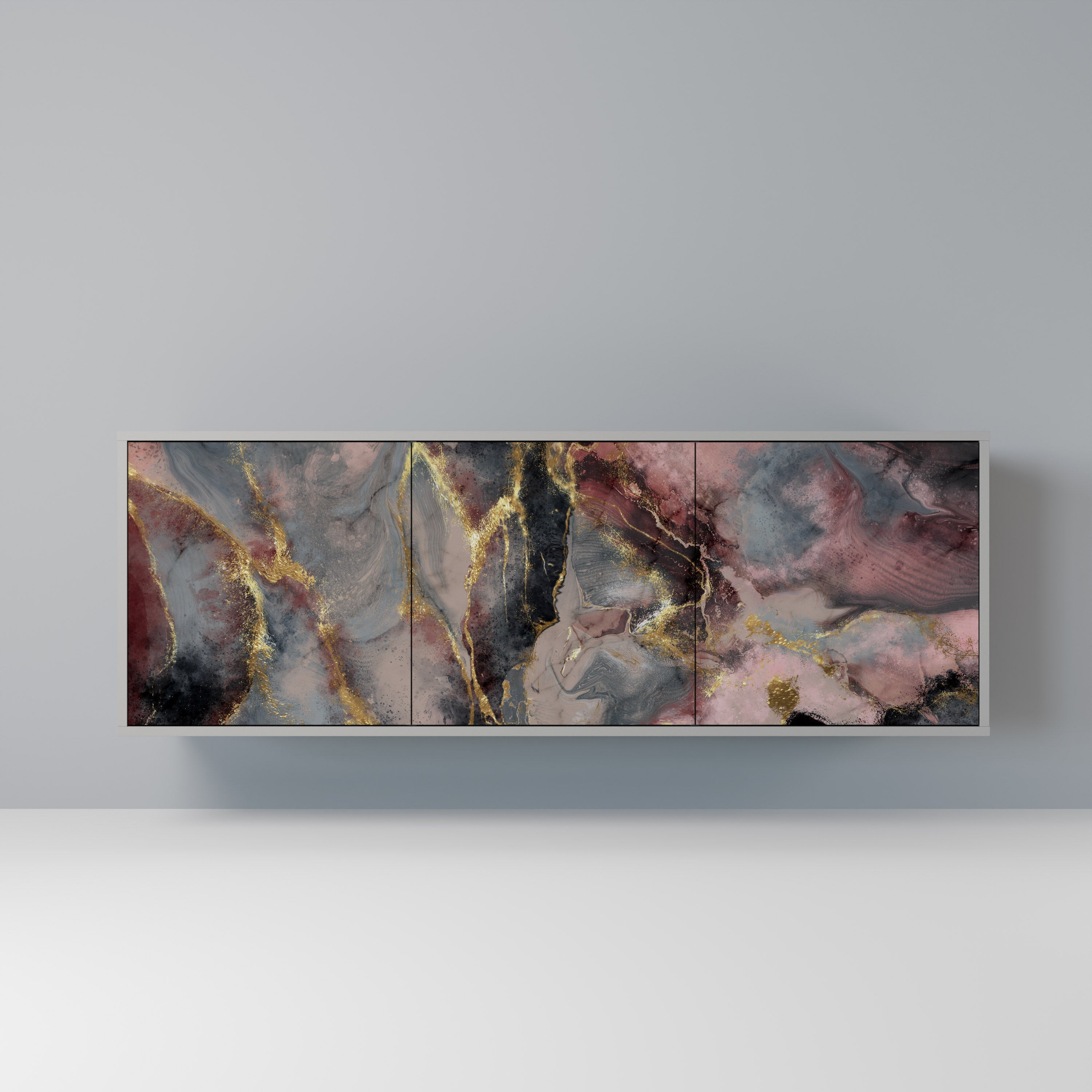 Buffet 3 portes GOLDEN TIDES en finition grise