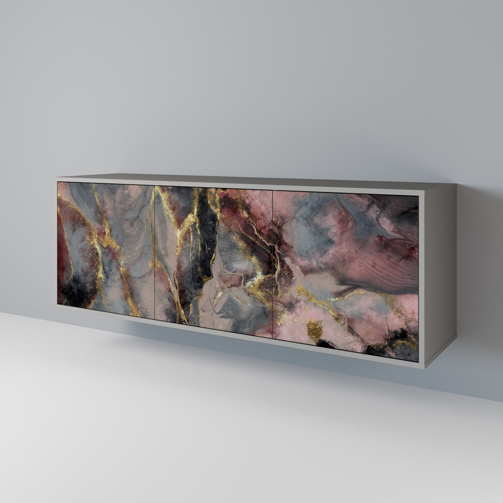 Buffet 3 portes GOLDEN TIDES en finition grise