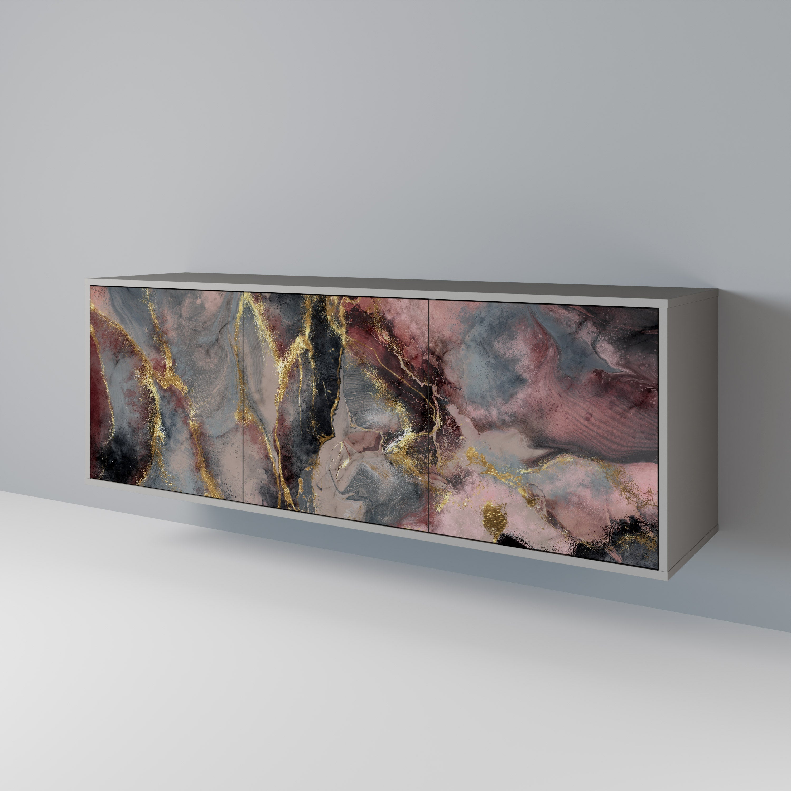 Buffet 3 portes GOLDEN TIDES en finition grise