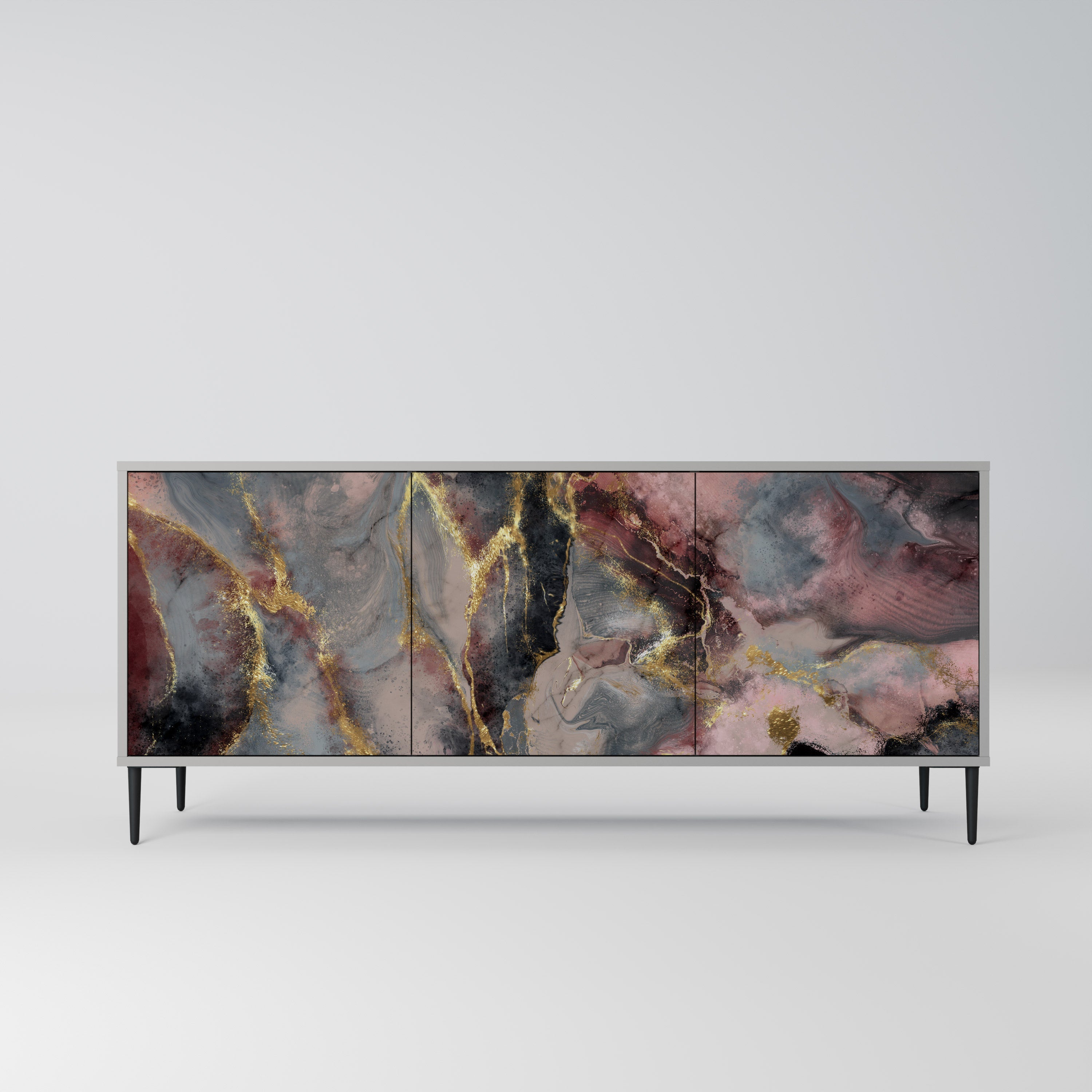 Buffet 3 portes GOLDEN TIDES en finition grise