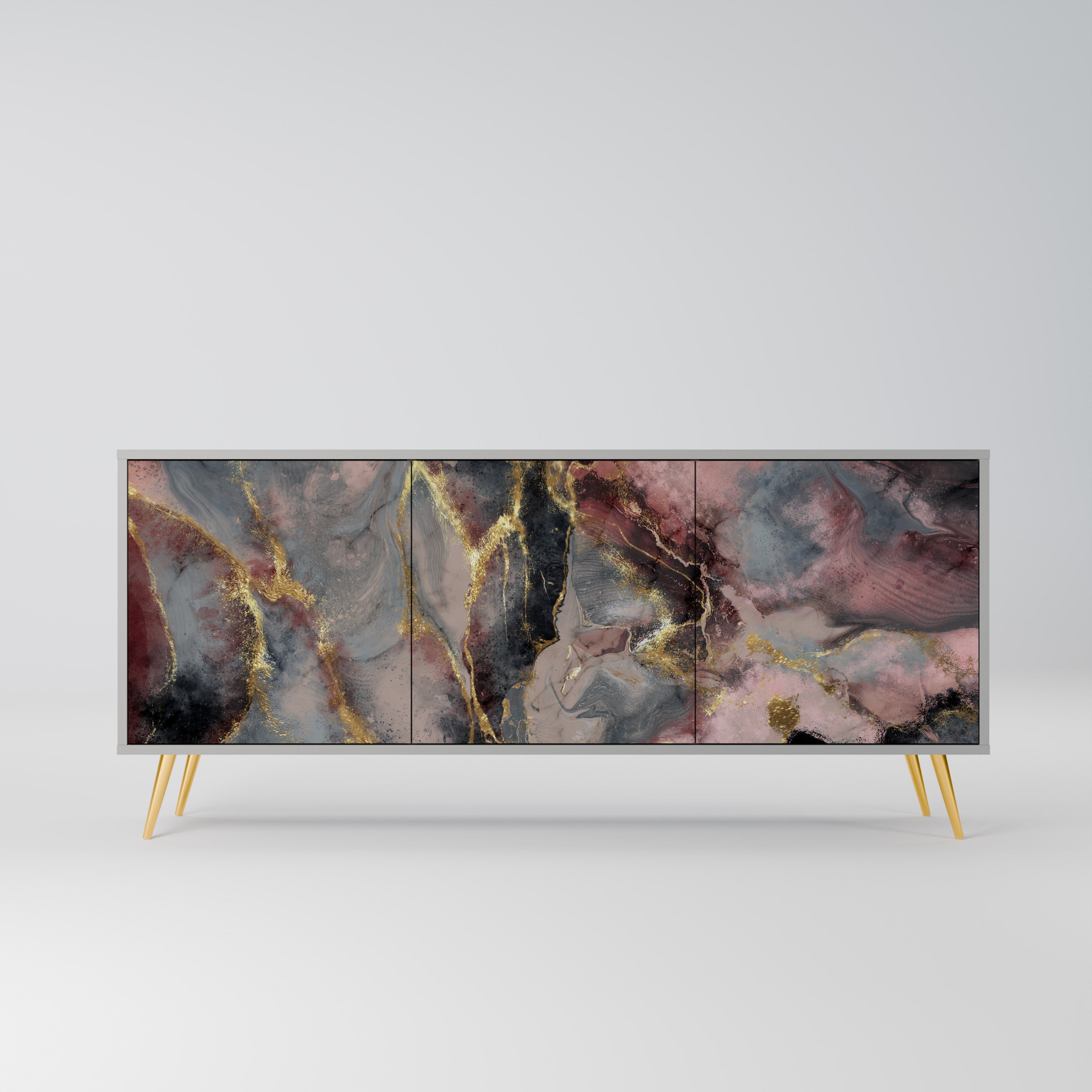 Buffet 3 portes GOLDEN TIDES en finition grise