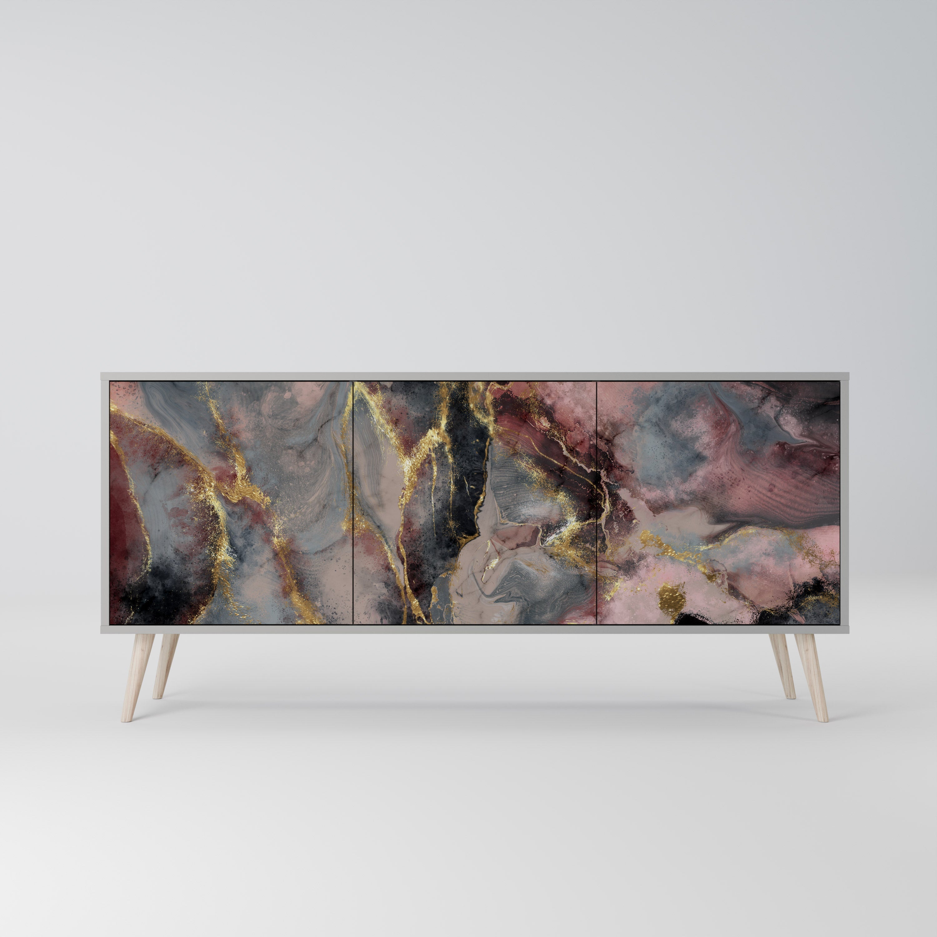 Buffet 3 portes GOLDEN TIDES en finition grise