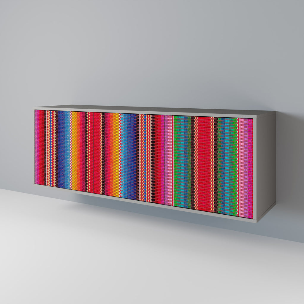 Buffet 3 portes ethnique mexicain en finition grise