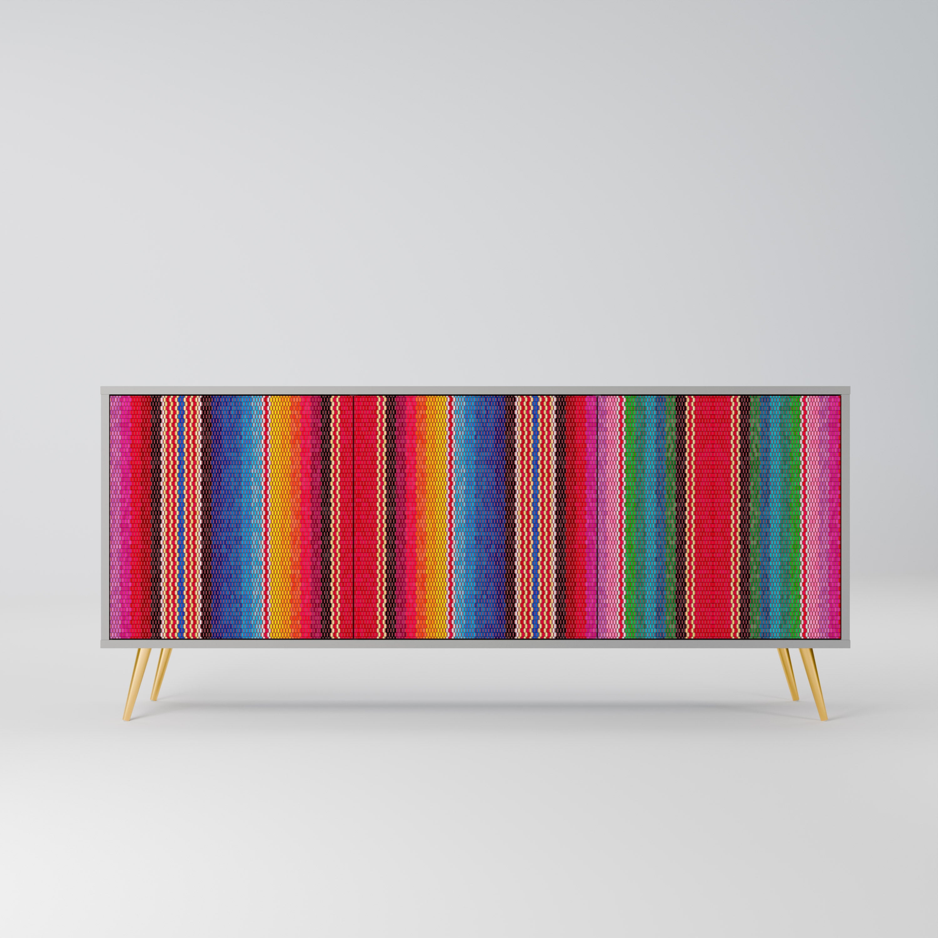 Buffet 3 portes ethnique mexicain en finition grise