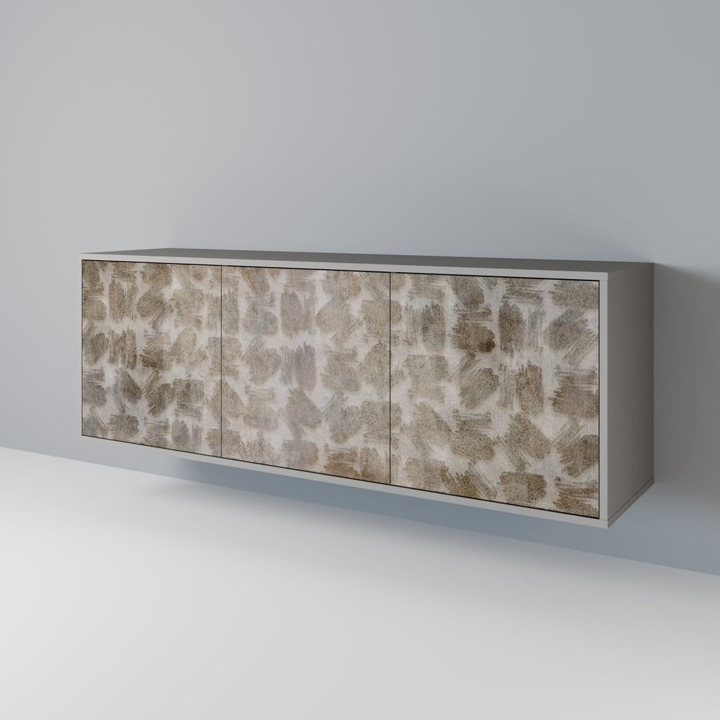 Buffet 3 portes légèrement flou en finition grise