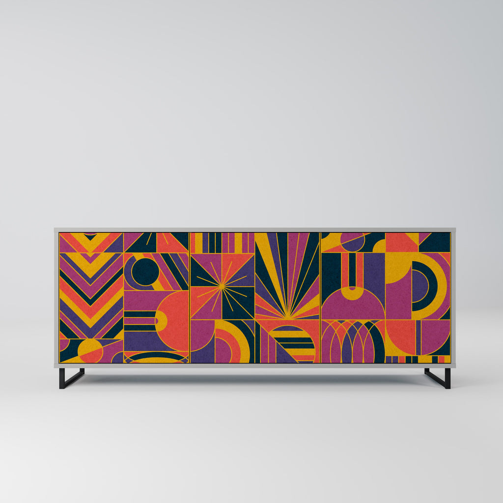 Buffet 3 portes ELECTRIC PATTERNS finition grise