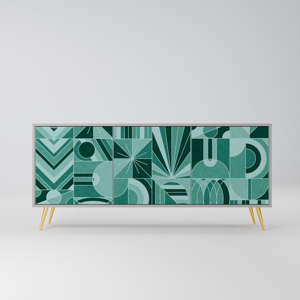 Buffet 3 portes HARMONIC GRID finition grise