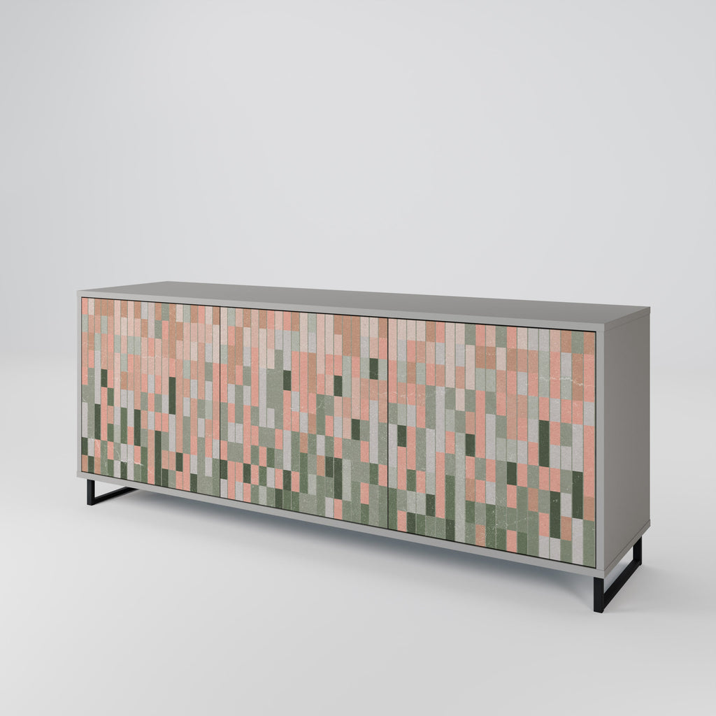 CONSTRUIRE LE FUTUR Buffet 3 portes en finition grise