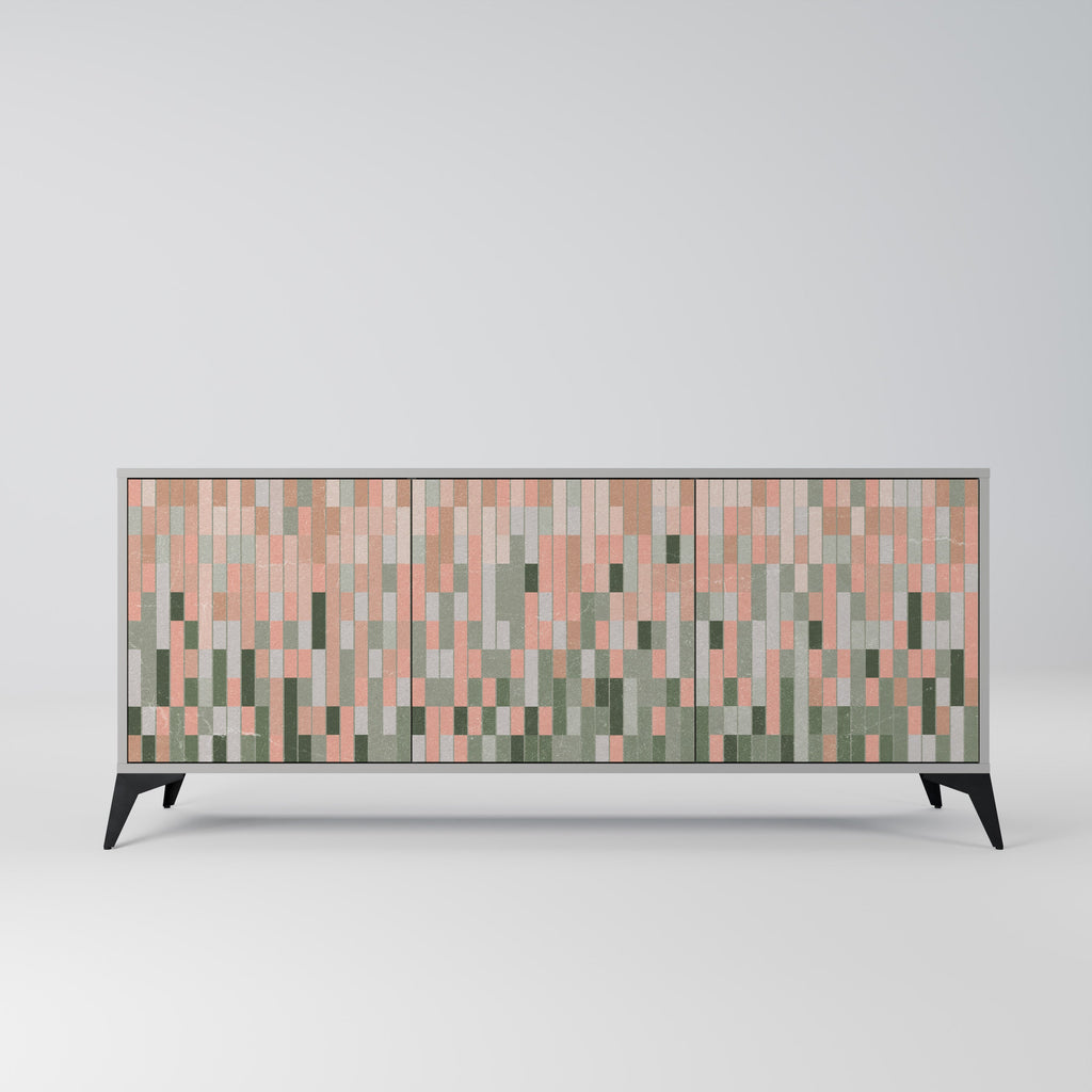 CONSTRUIRE LE FUTUR Buffet 3 portes en finition grise