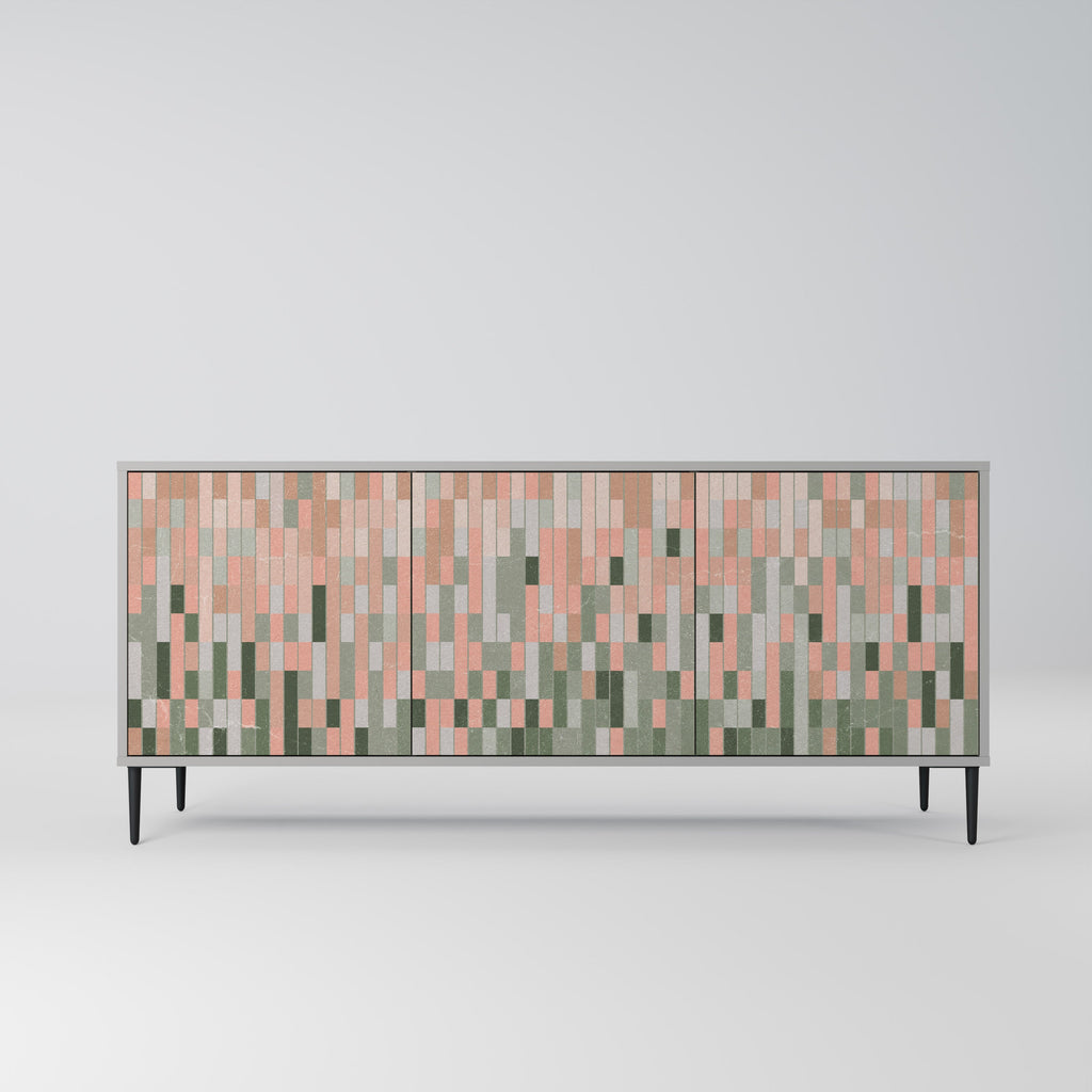 CONSTRUIRE LE FUTUR Buffet 3 portes en finition grise