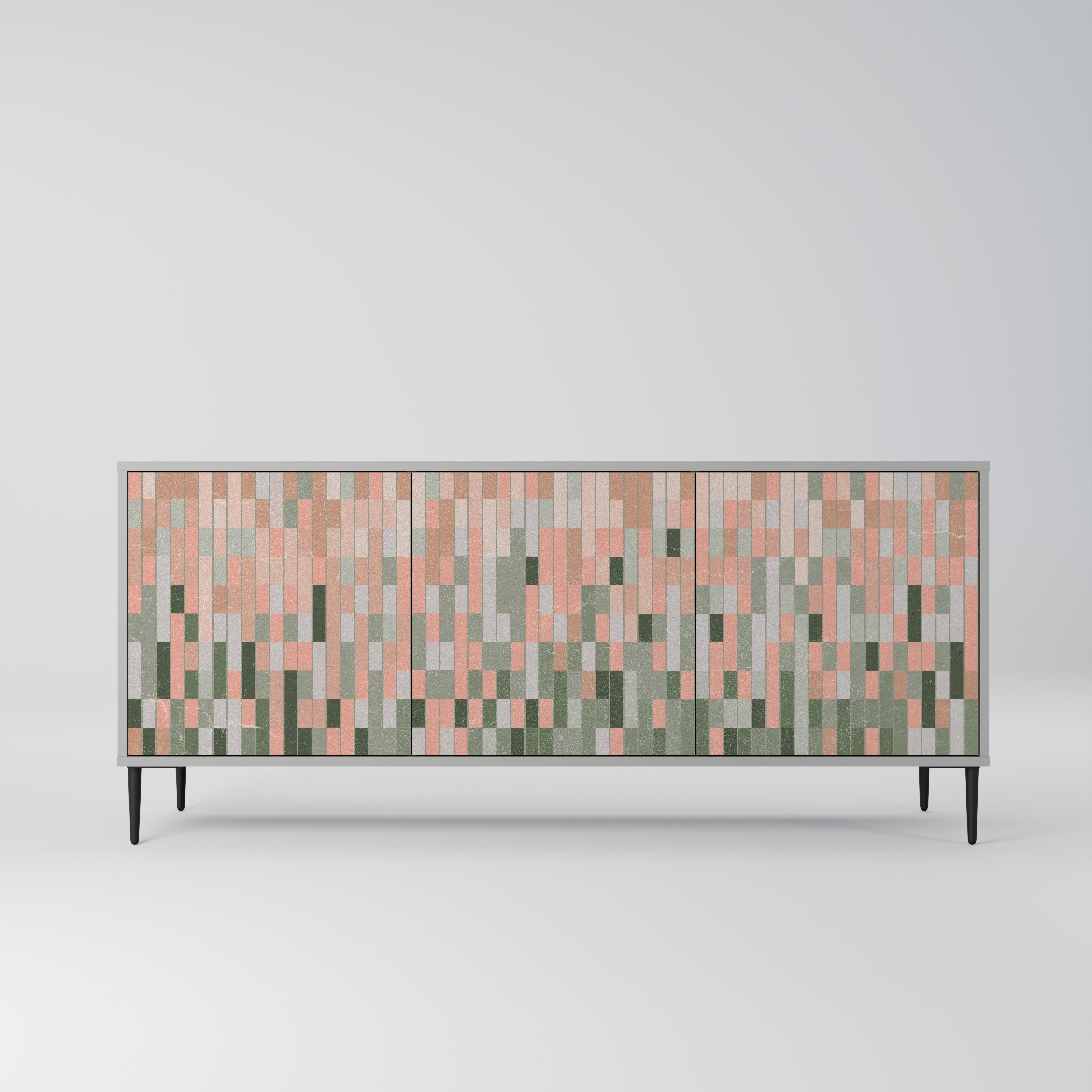 CONSTRUIRE LE FUTUR Buffet 3 portes en finition grise