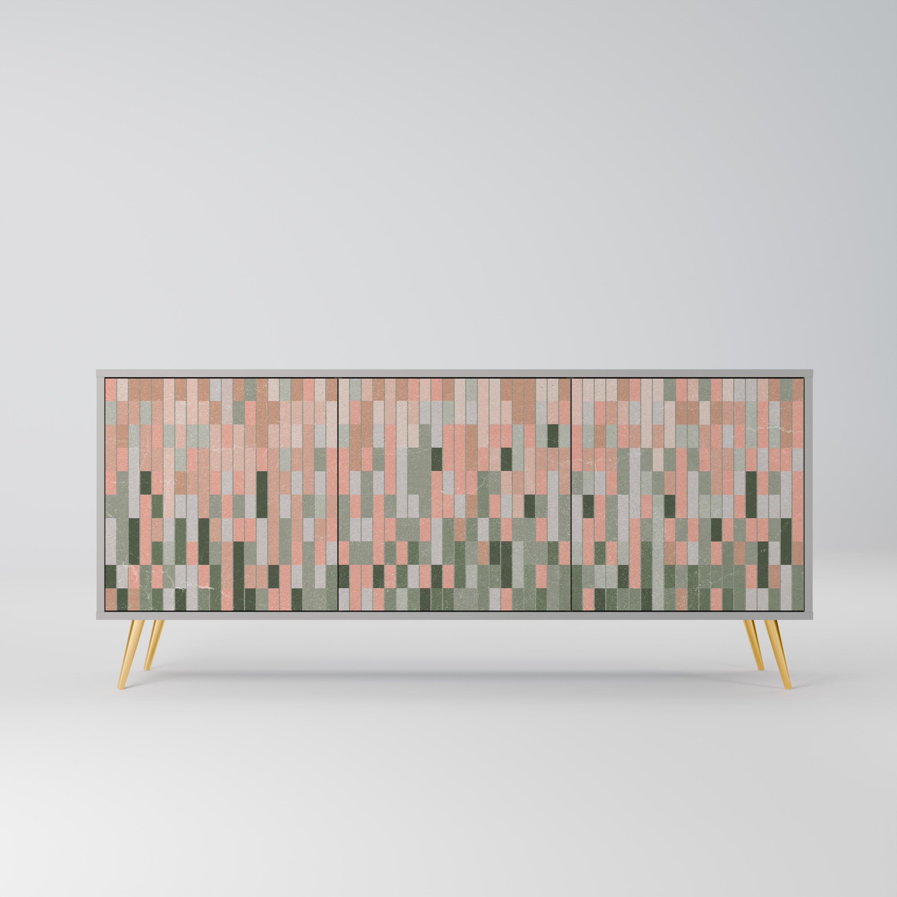 CONSTRUIRE LE FUTUR Buffet 3 portes en finition grise