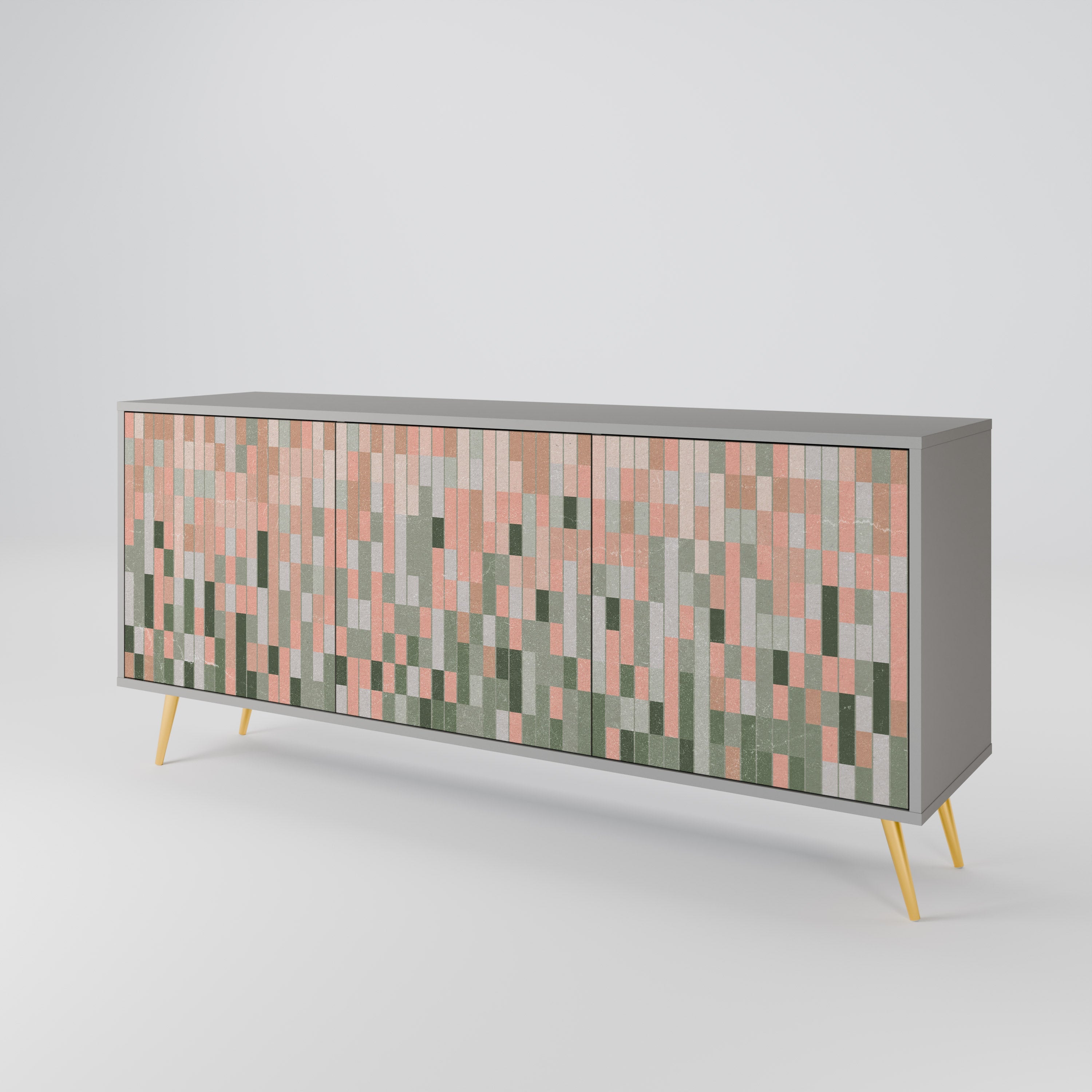 CONSTRUIRE LE FUTUR Buffet 3 portes en finition grise