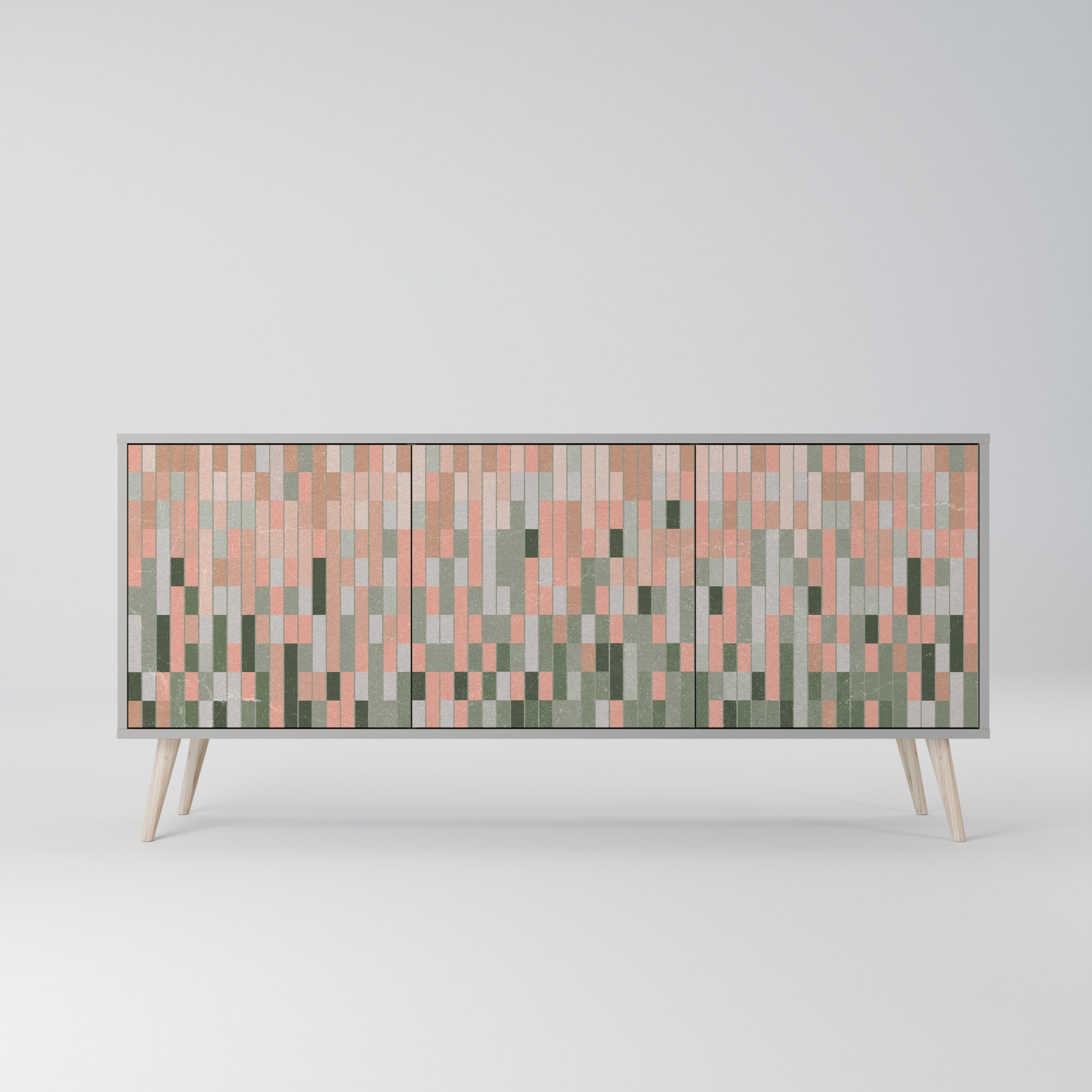 CONSTRUIRE LE FUTUR Buffet 3 portes en finition grise