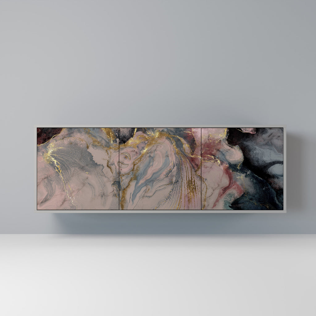 Buffet 3 portes GILDED SWIRLS en finition grise