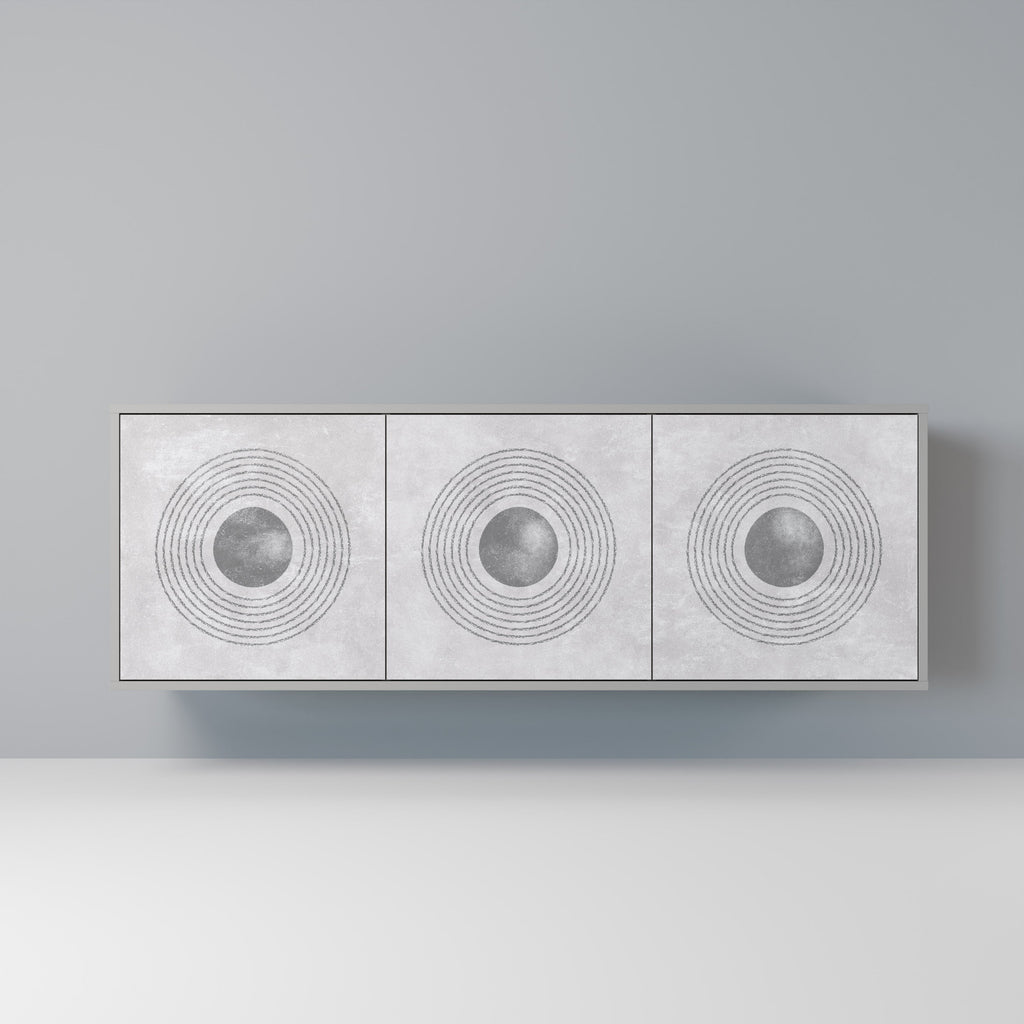 Buffet 3 portes SOLID CIRCLES finition grise