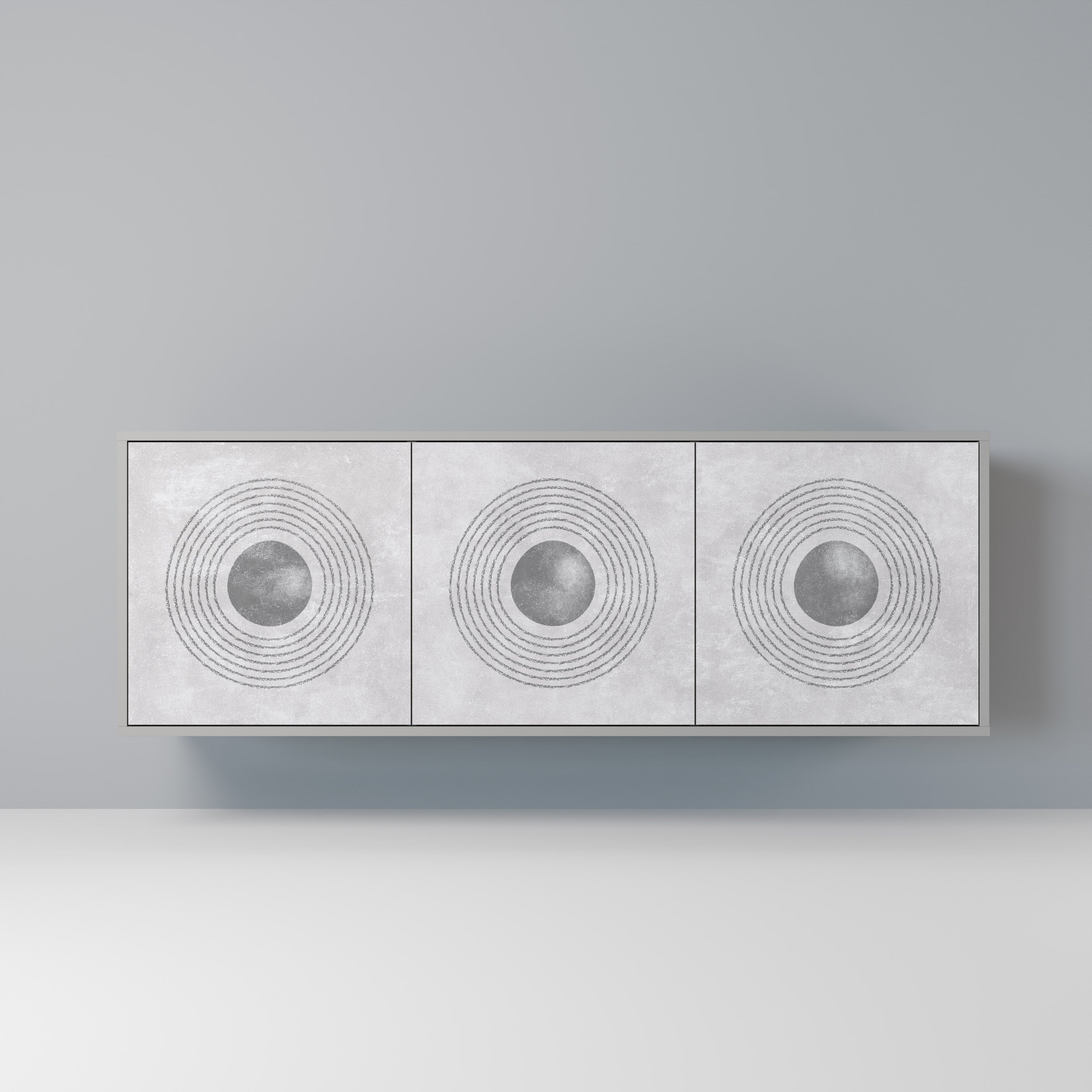 Buffet 3 portes SOLID CIRCLES finition grise