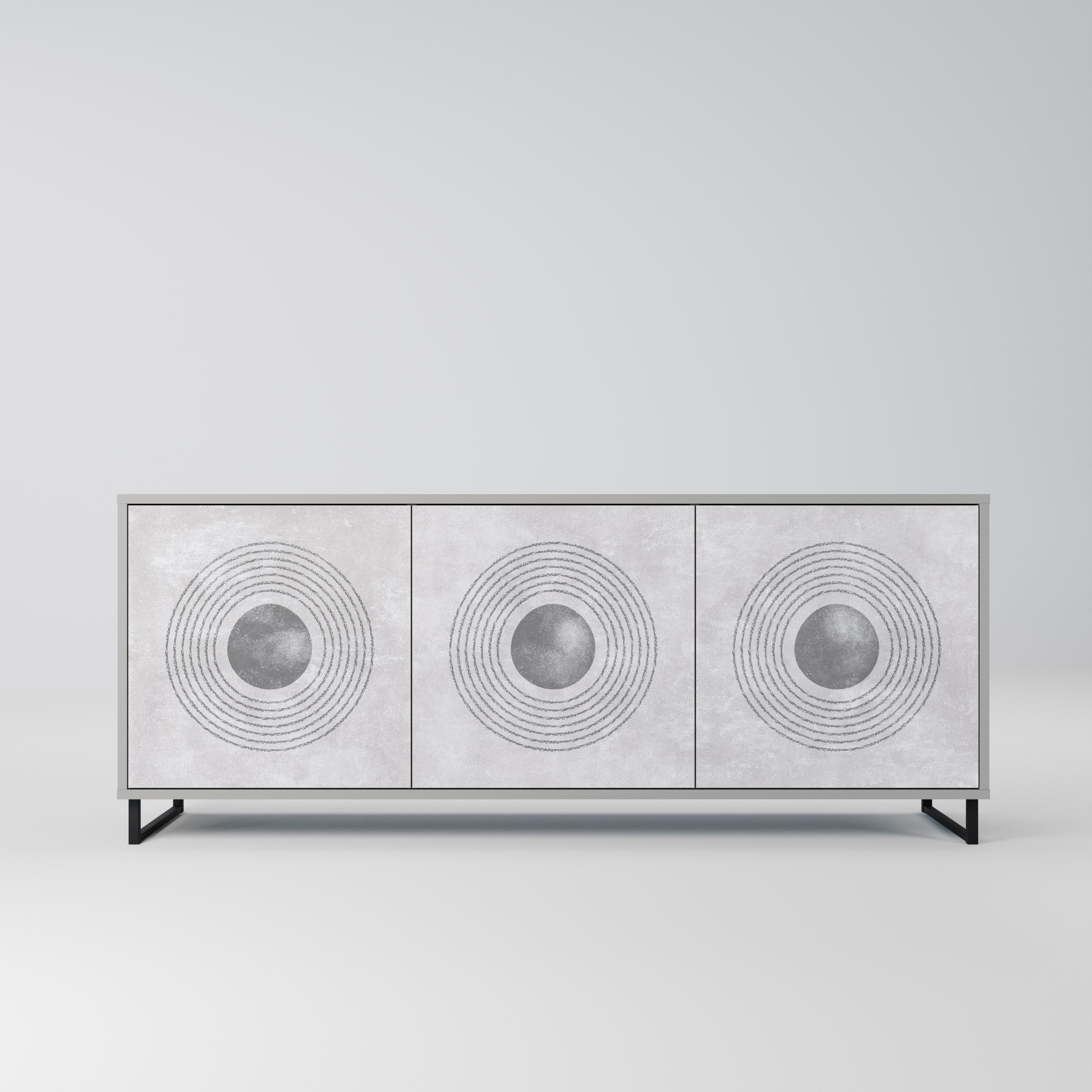 Buffet 3 portes SOLID CIRCLES finition grise