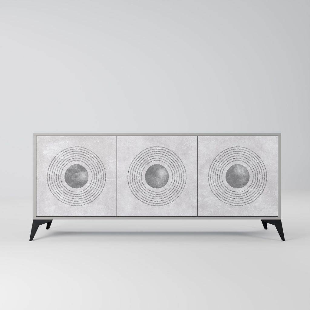 Buffet 3 portes SOLID CIRCLES finition grise