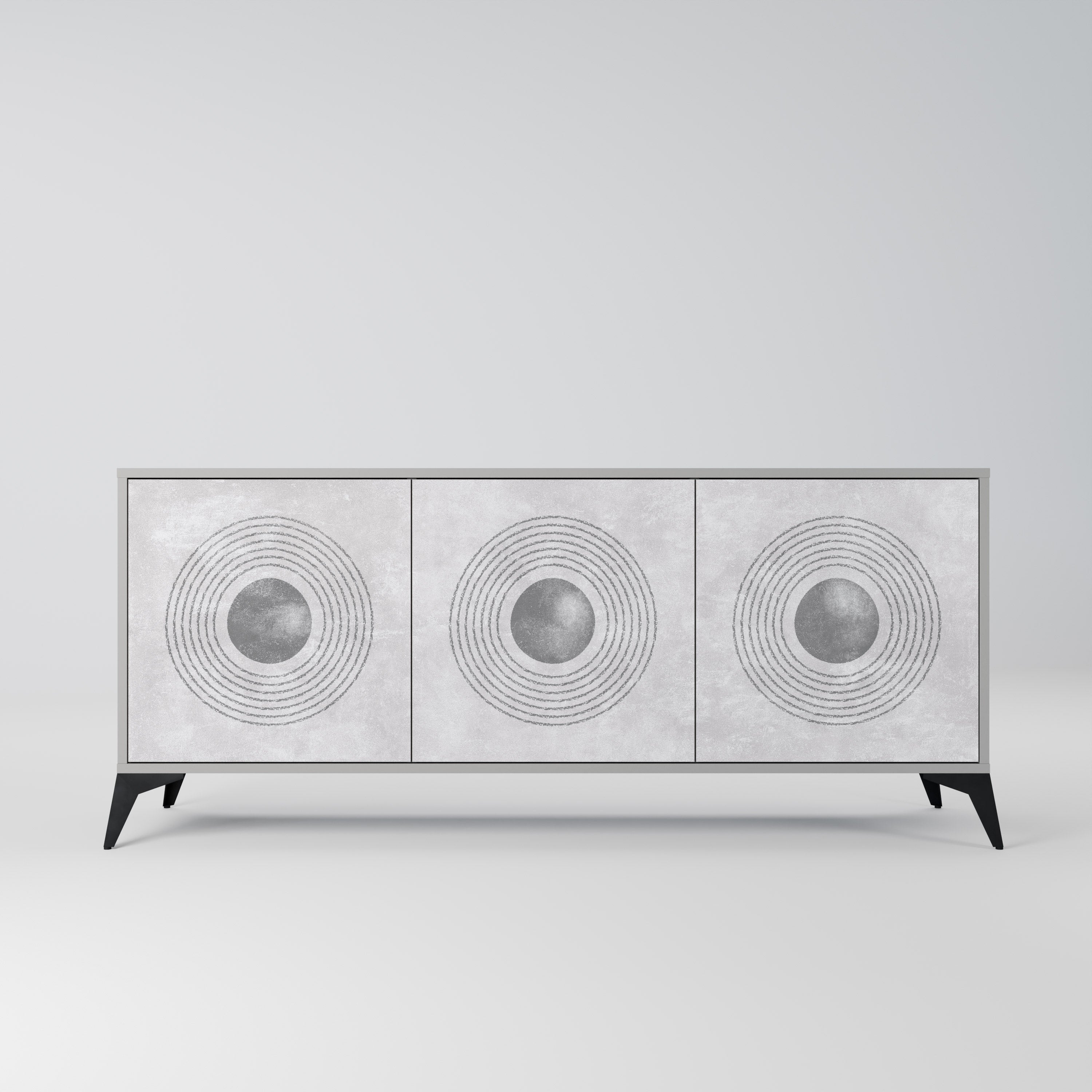Buffet 3 portes SOLID CIRCLES finition grise
