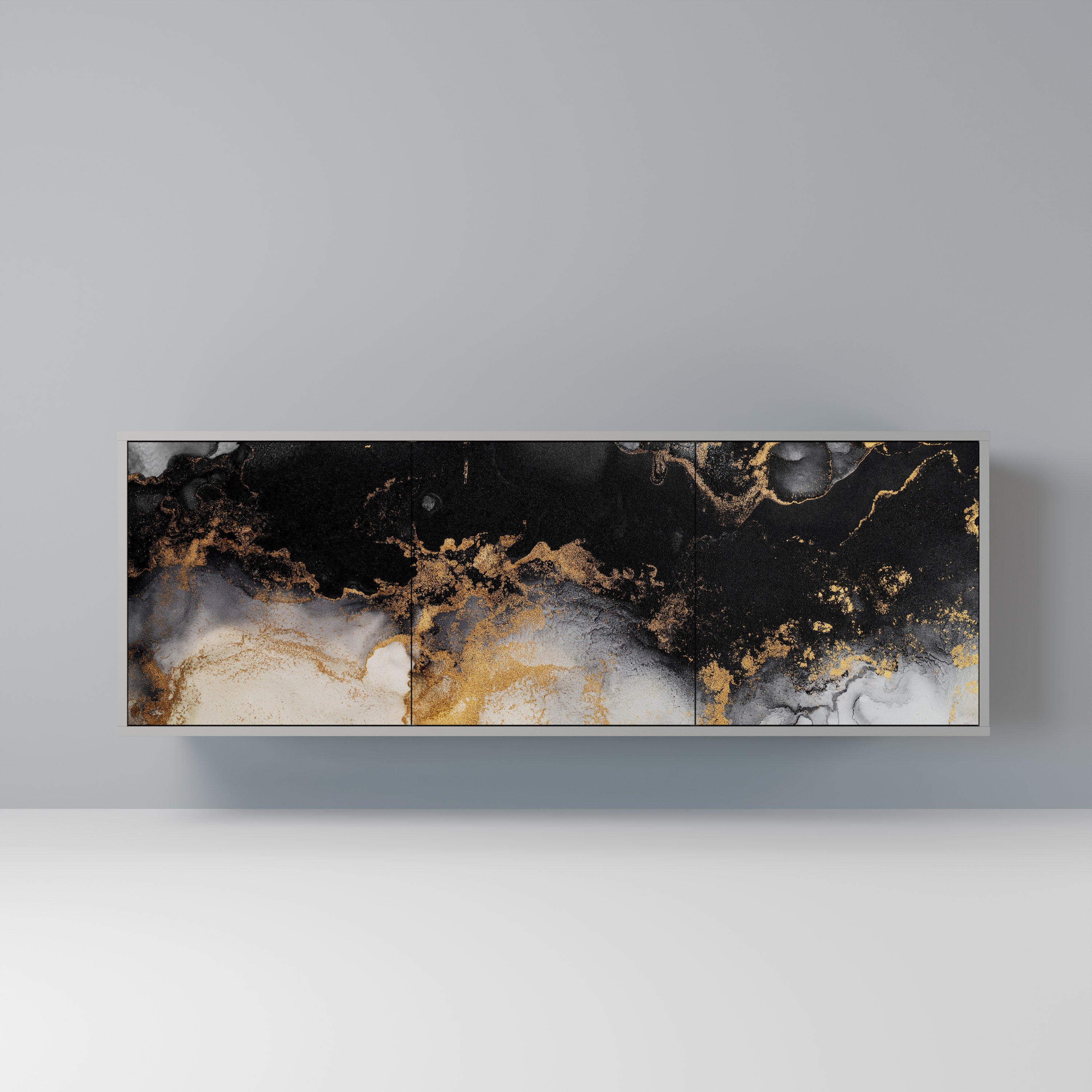 Buffet 3 portes MARBLE OF TOMMORROW en finition grise