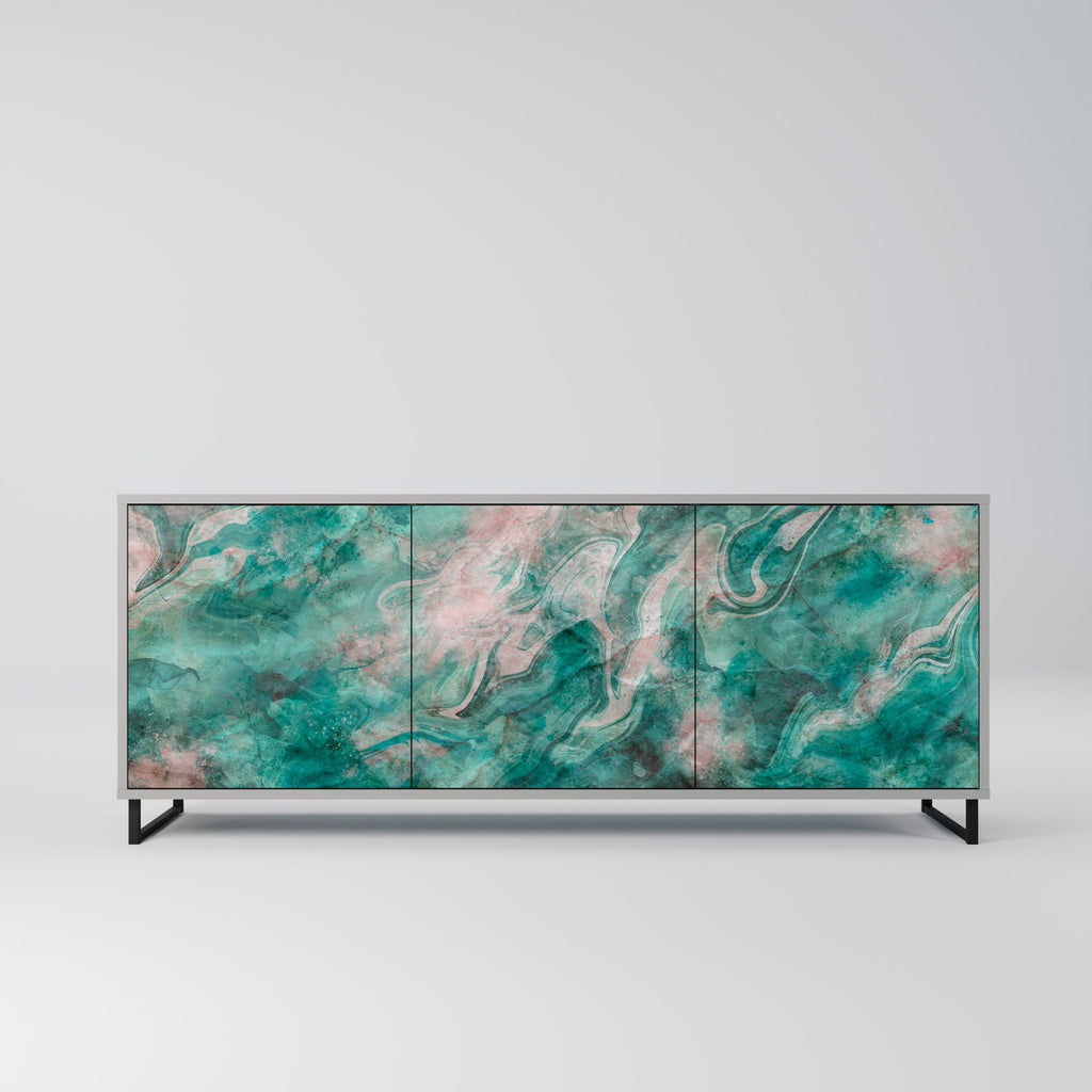 Buffet 3 portes ABSTRACT ALCHEMY en finition grise