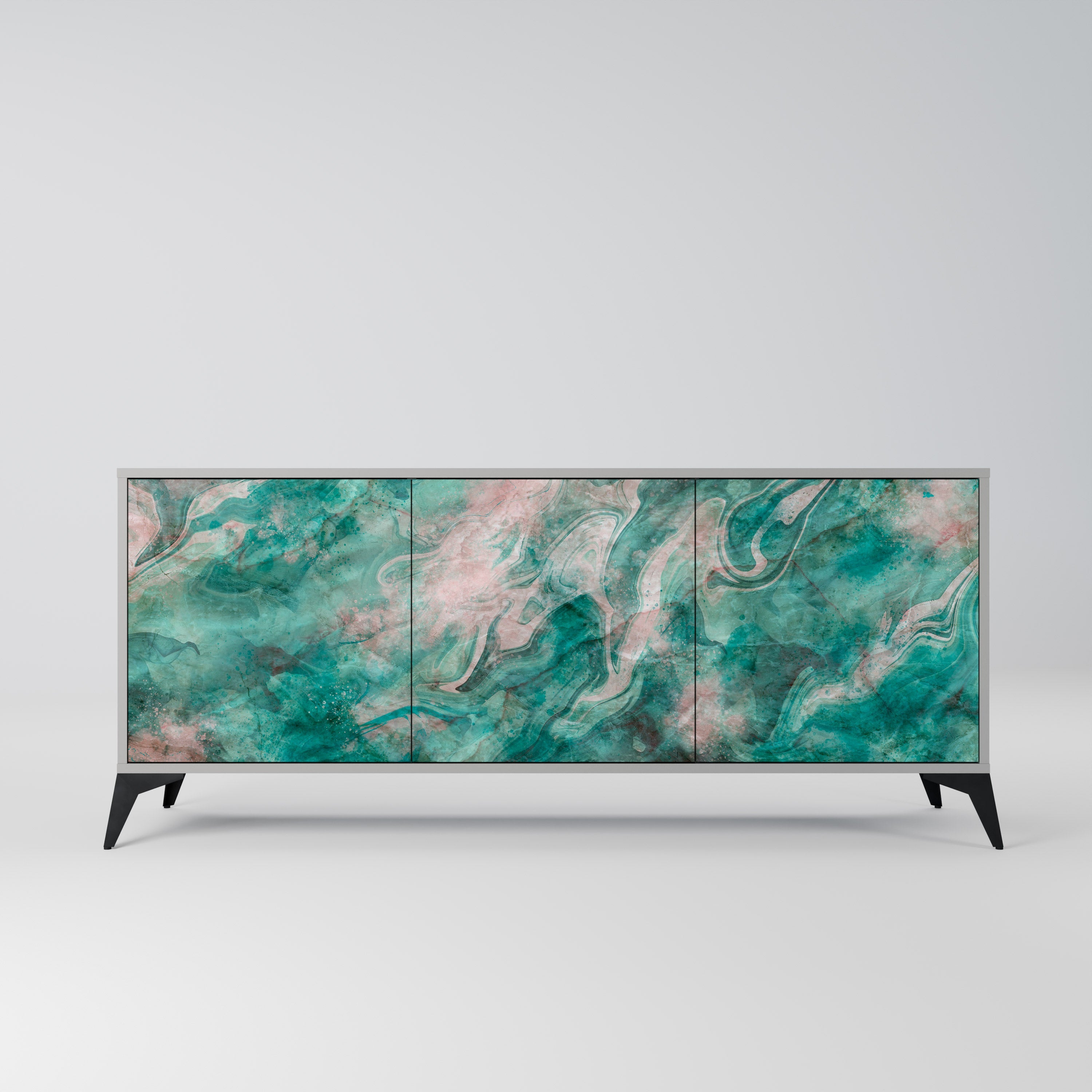 Buffet 3 portes ABSTRACT ALCHEMY en finition grise