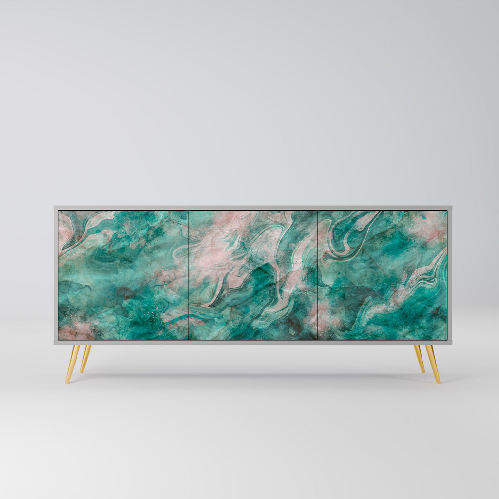 Buffet 3 portes ABSTRACT ALCHEMY en finition grise